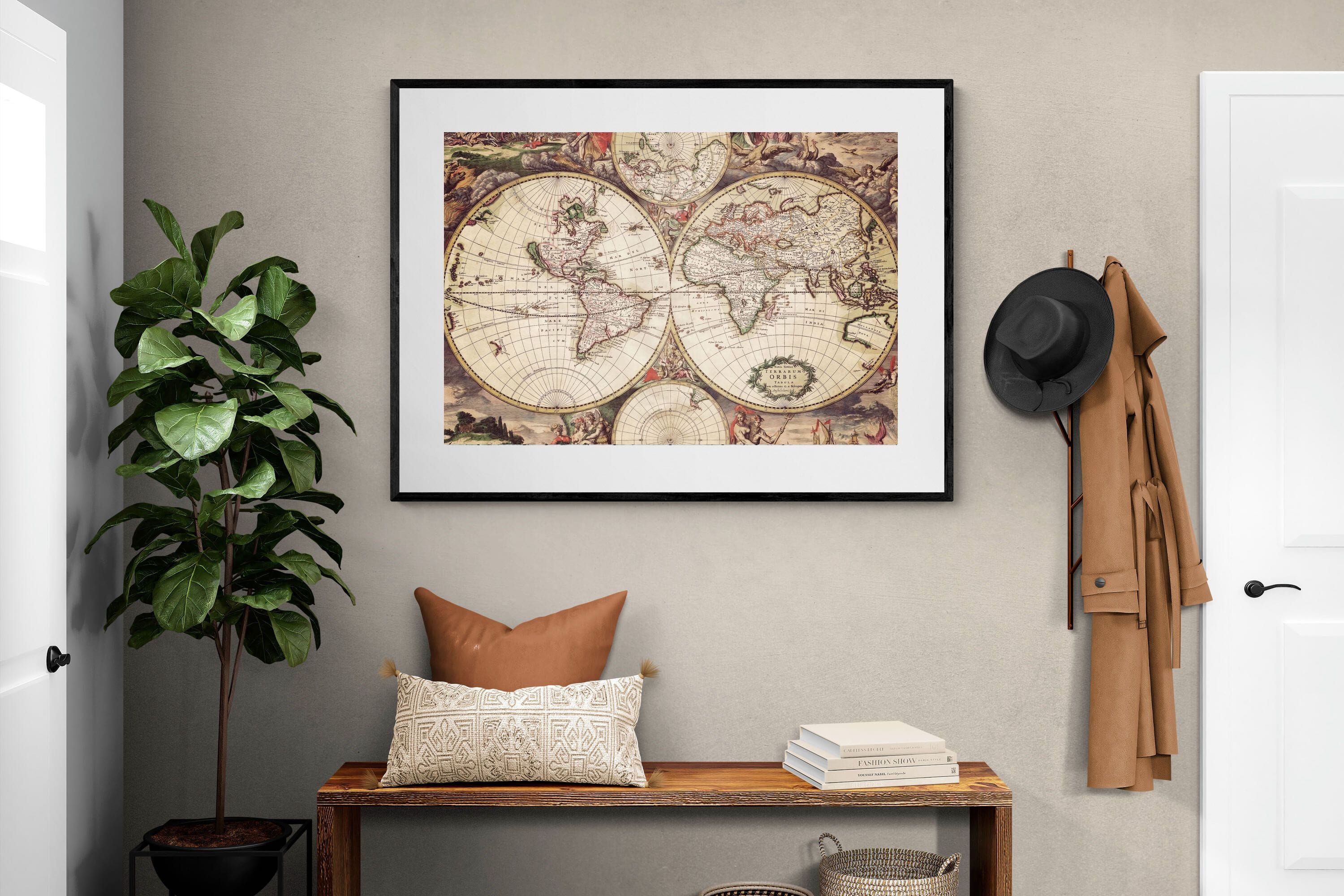 Roman Map-Wall_Art-120 x 90cm-Framed Print-Black-Pixalot