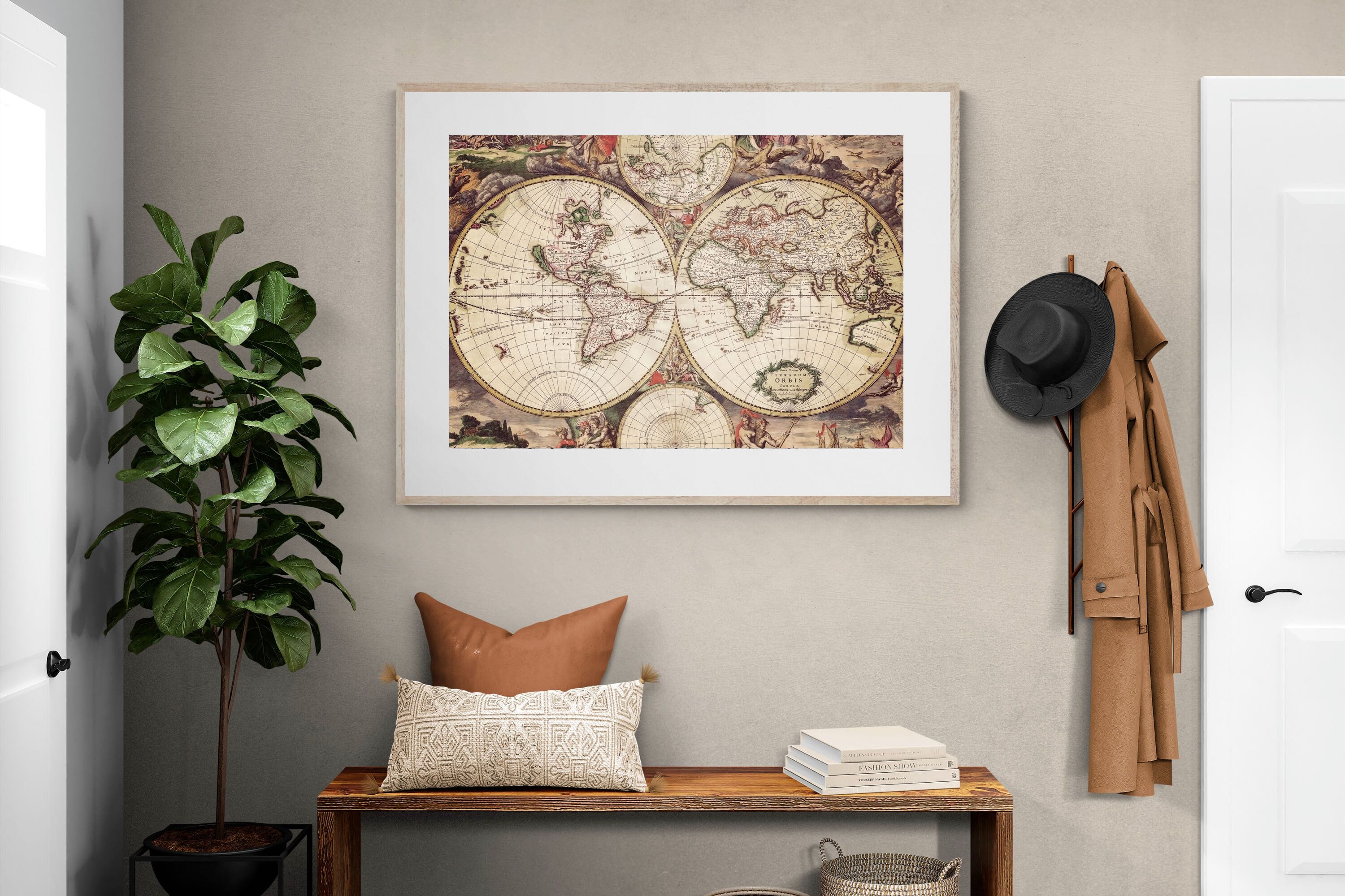 Roman Map-Wall_Art-120 x 90cm-Framed Print-Wood-Pixalot