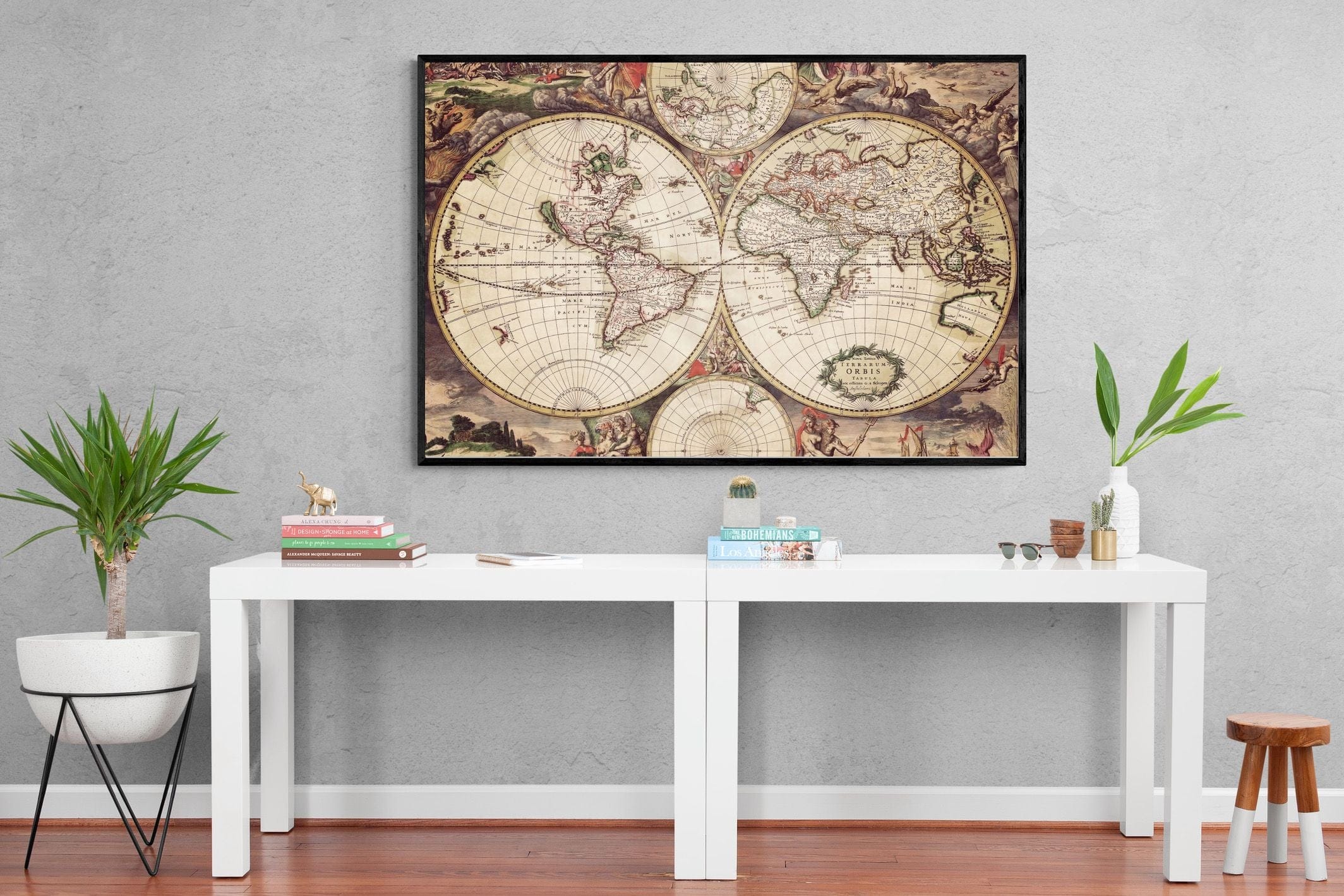 Roman Map-Wall_Art-150 x 100cm-Mounted Canvas-Black-Pixalot