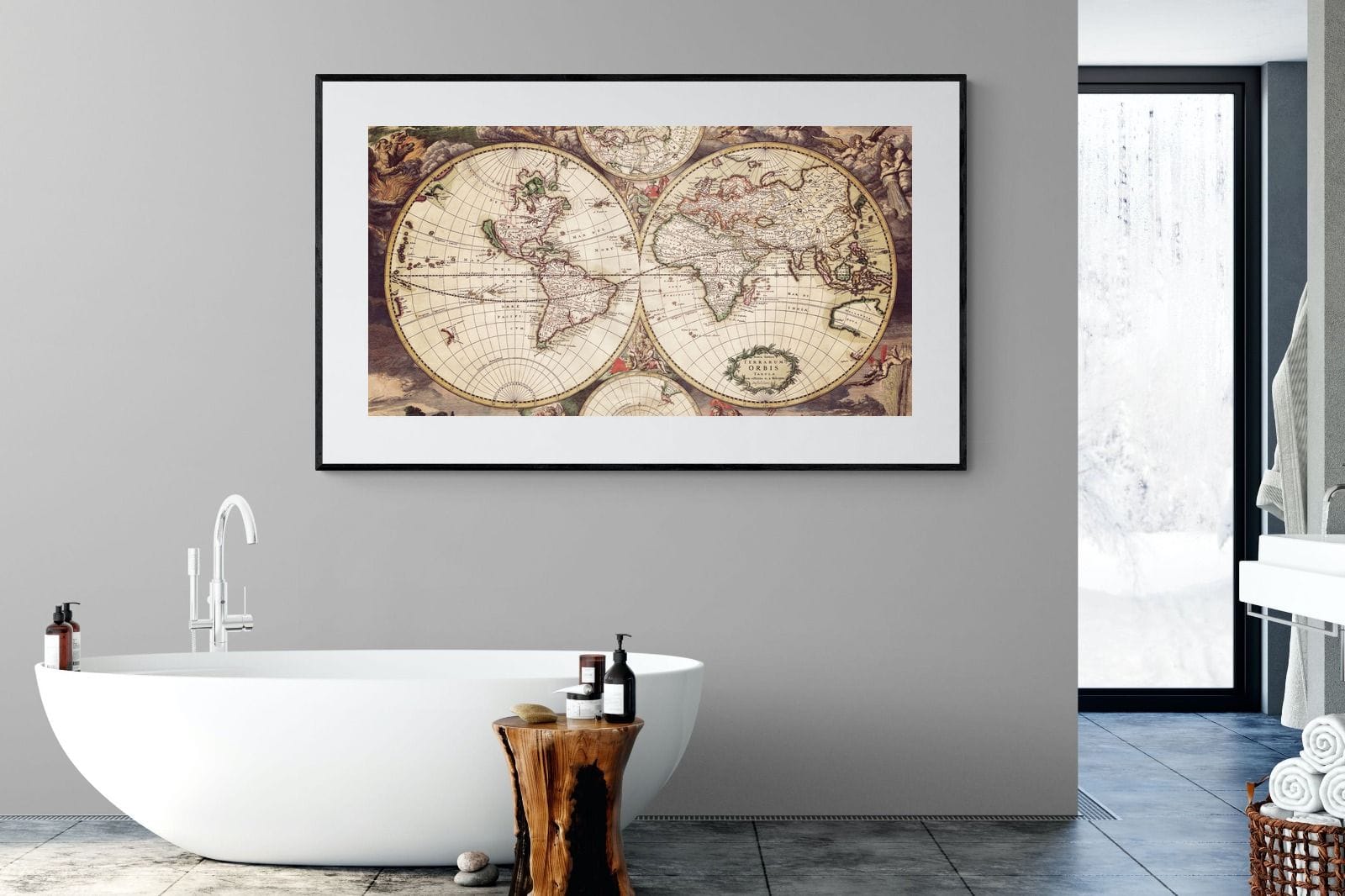 Roman Map-Wall_Art-180 x 110cm-Framed Print-Black-Pixalot