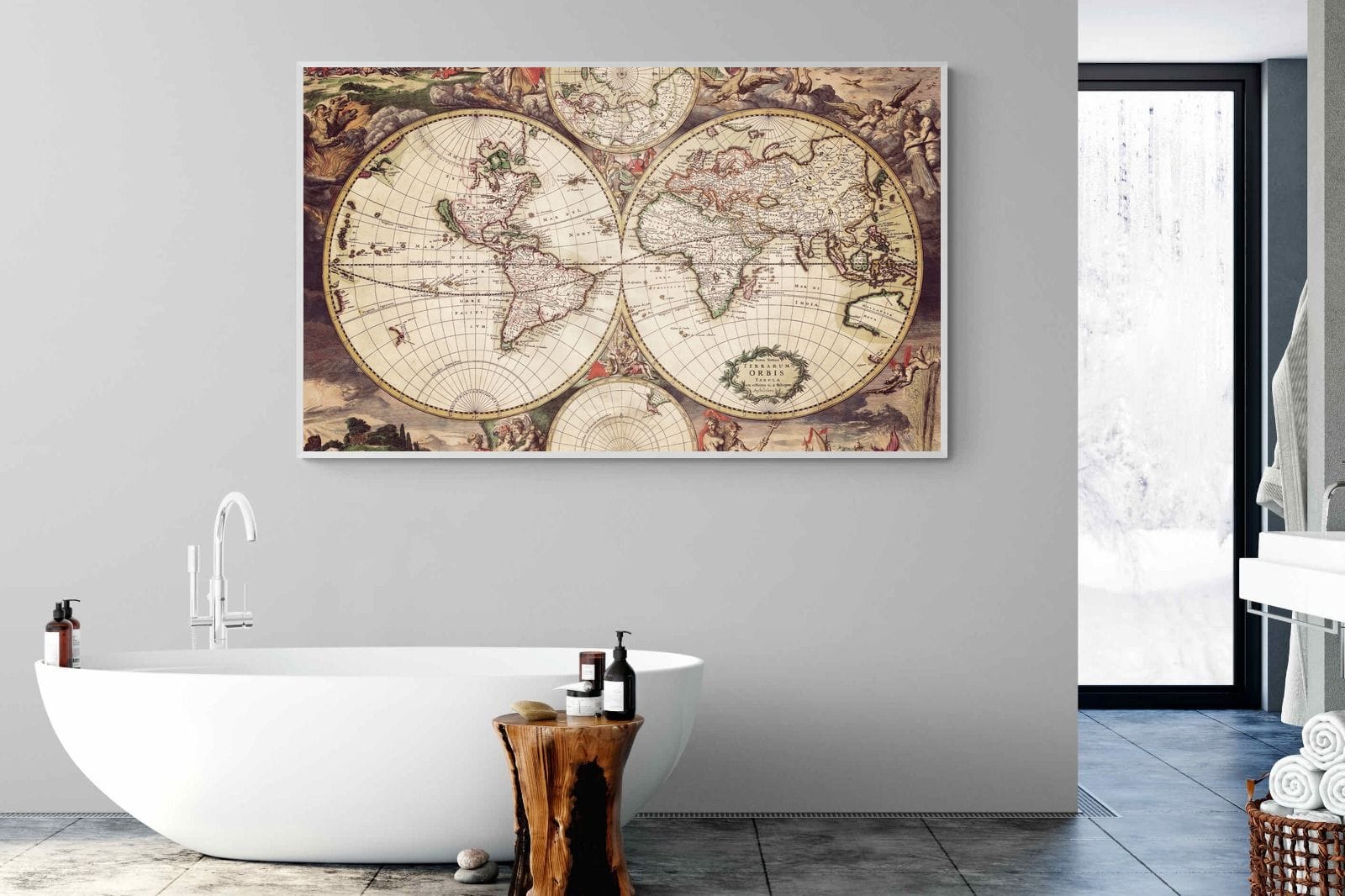 Roman Map-Wall_Art-180 x 110cm-Mounted Canvas-White-Pixalot