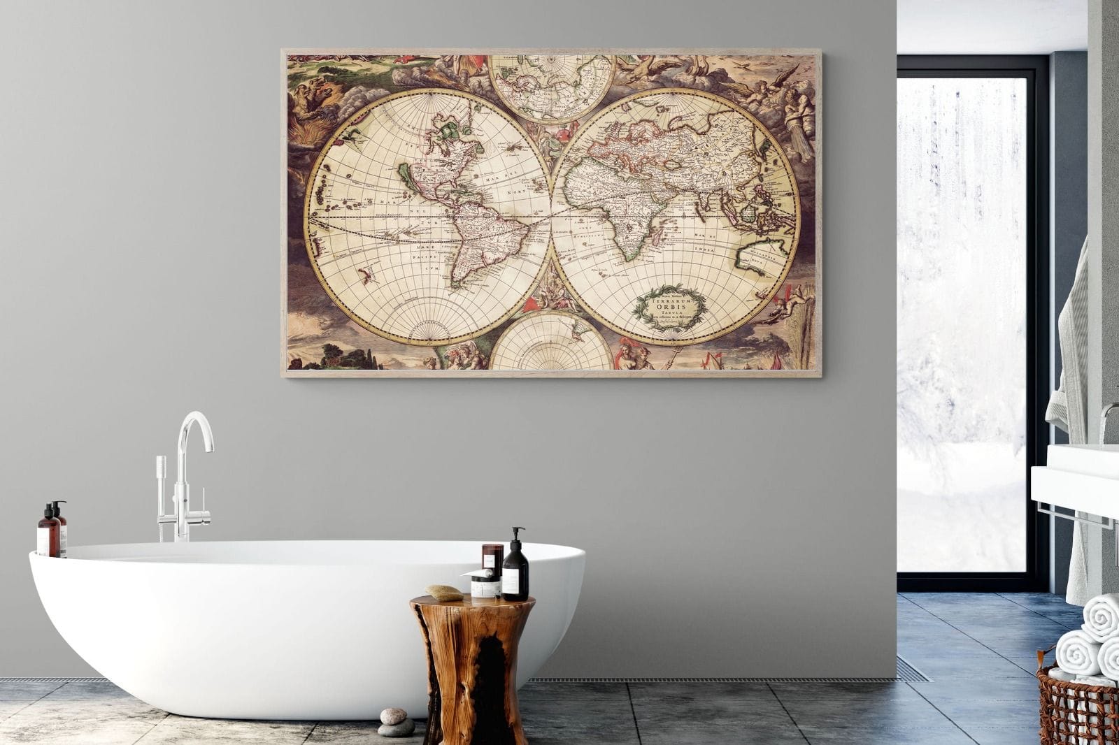 Roman Map-Wall_Art-180 x 110cm-Mounted Canvas-Wood-Pixalot