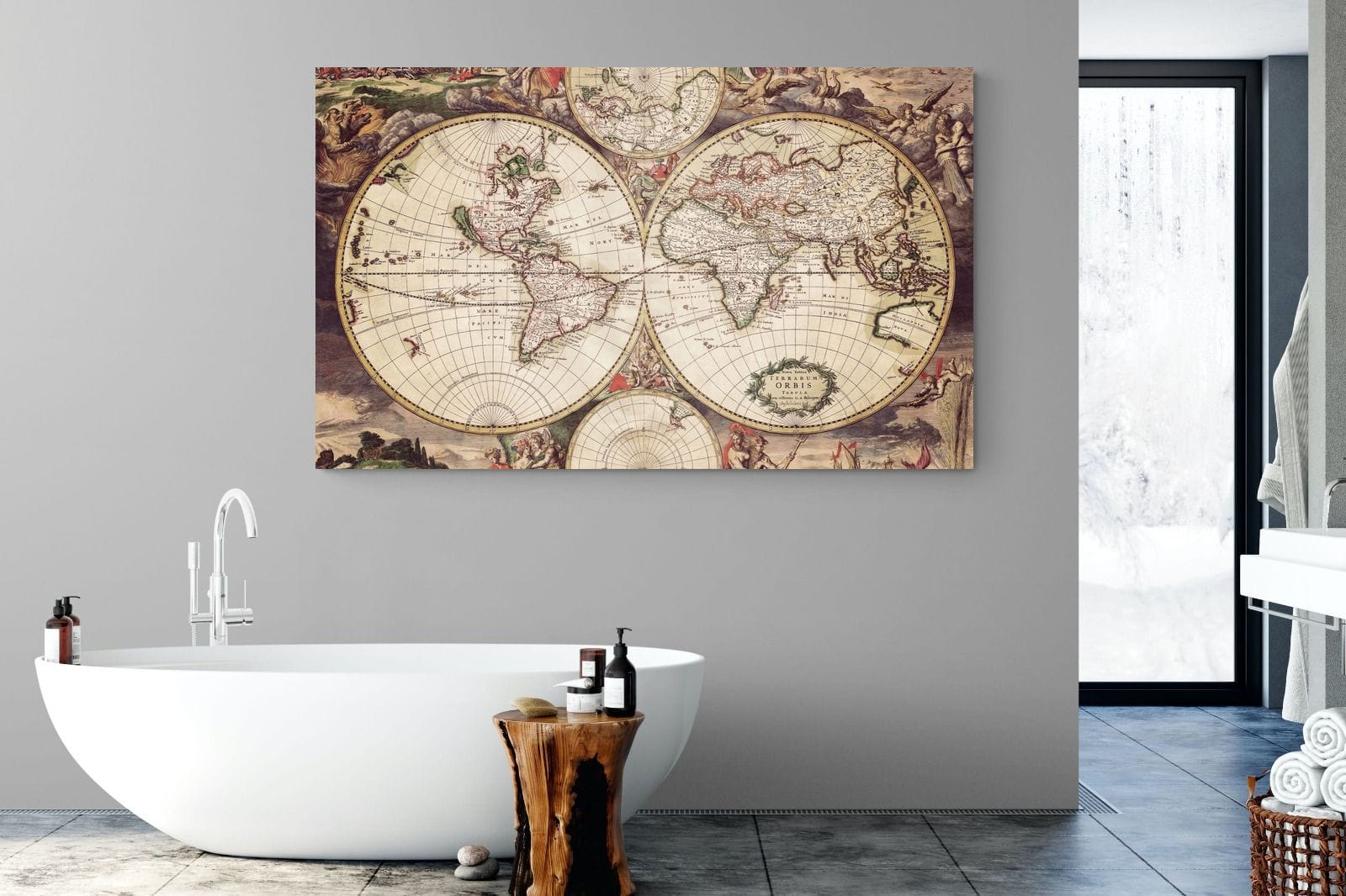 Roman Map-Wall_Art-180 x 110cm-Mounted Canvas-No Frame-Pixalot