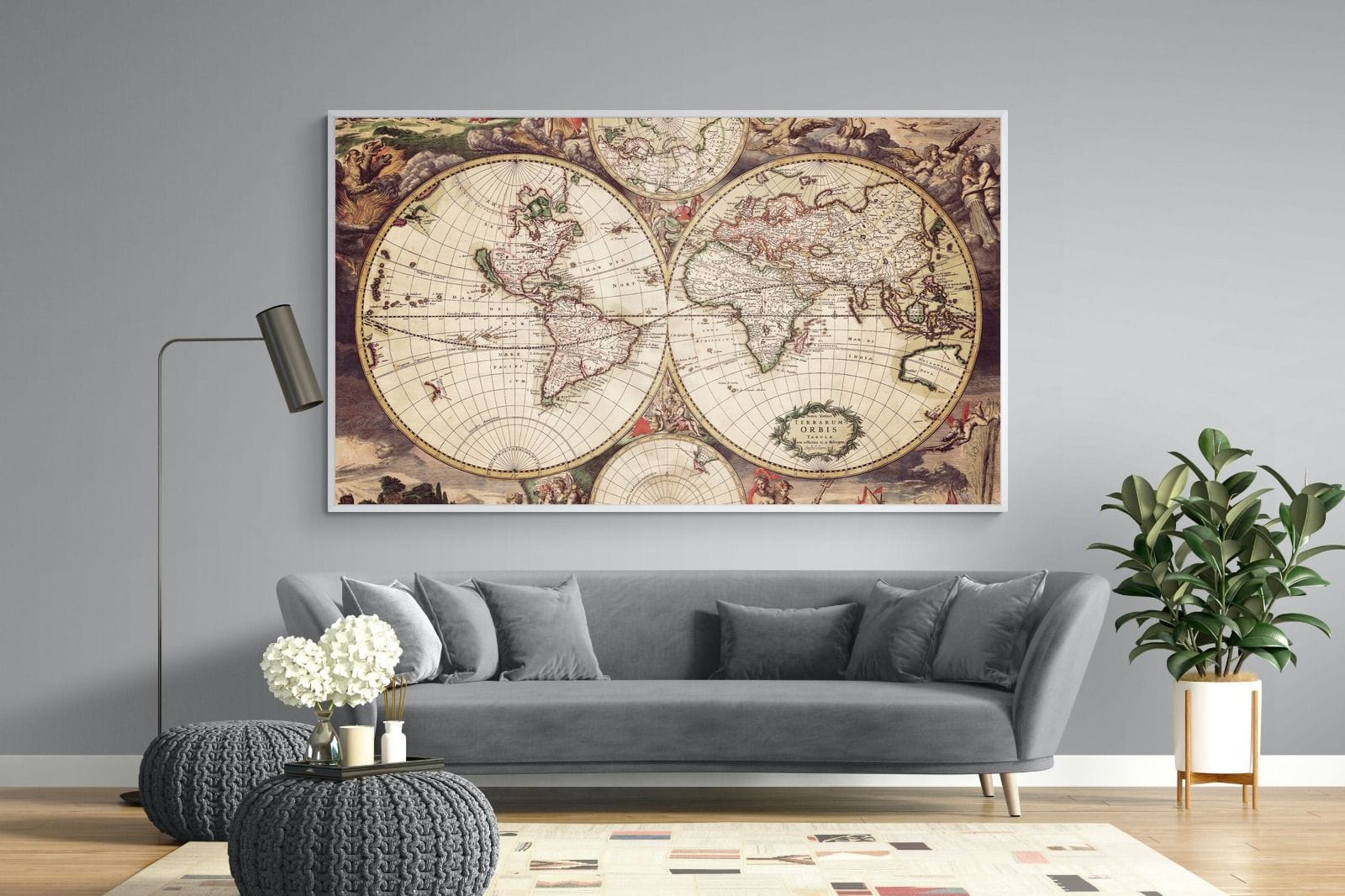 Roman Map-Wall_Art-220 x 130cm-Mounted Canvas-White-Pixalot