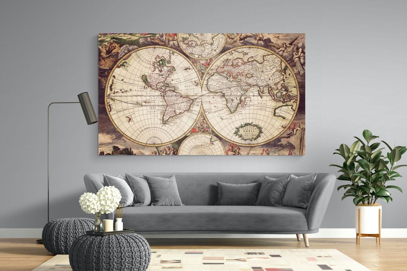Roman Map-Wall_Art-220 x 130cm-Mounted Canvas-No Frame-Pixalot