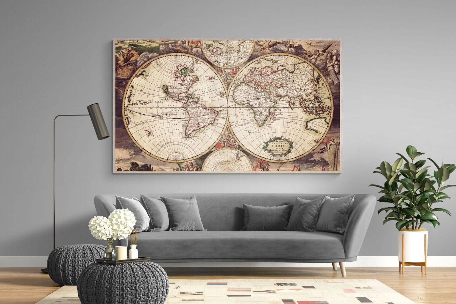 Roman Map-Wall_Art-220 x 130cm-Mounted Canvas-Wood-Pixalot