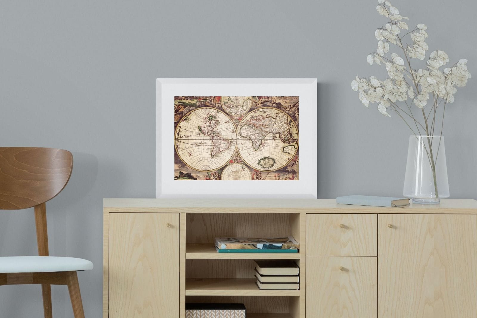 Roman Map-Wall_Art-60 x 45cm-Framed Print-White-Pixalot