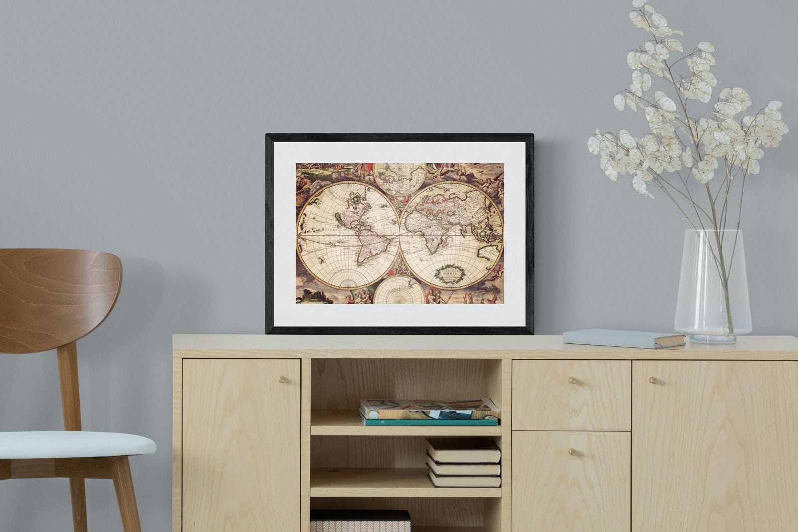 Roman Map-Wall_Art-60 x 45cm-Framed Print-Black-Pixalot