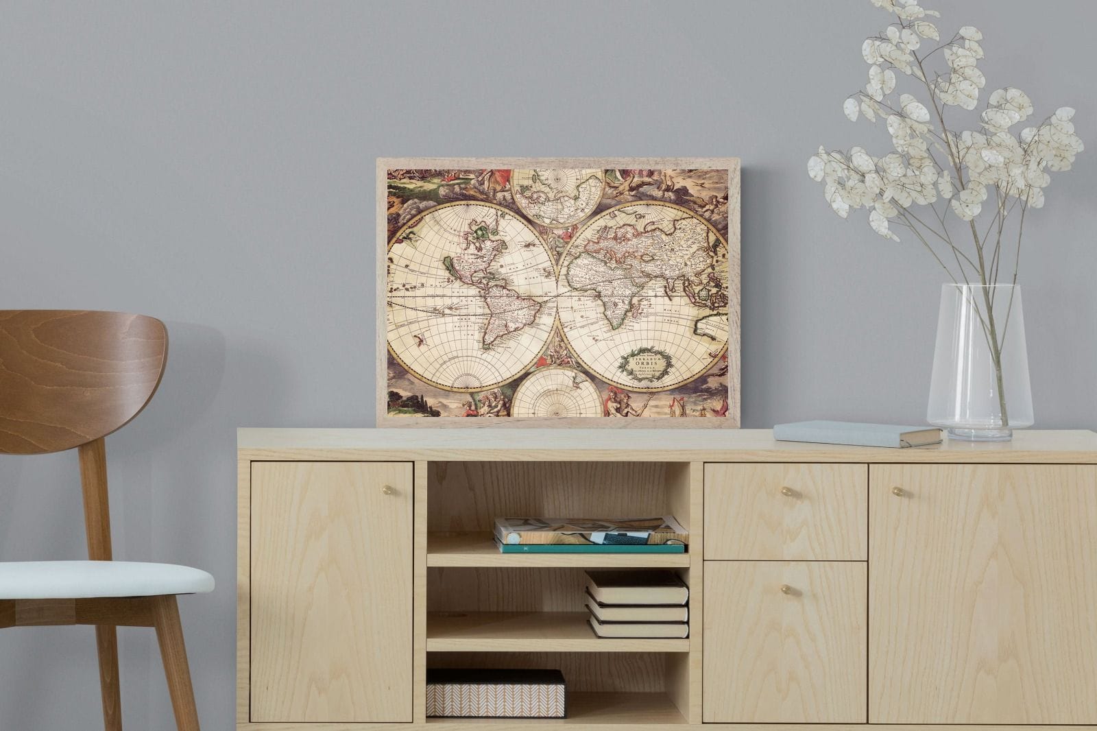Roman Map-Wall_Art-60 x 45cm-Mounted Canvas-Wood-Pixalot