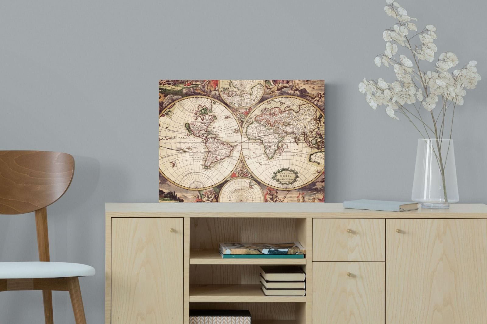 Roman Map-Wall_Art-60 x 45cm-Mounted Canvas-No Frame-Pixalot