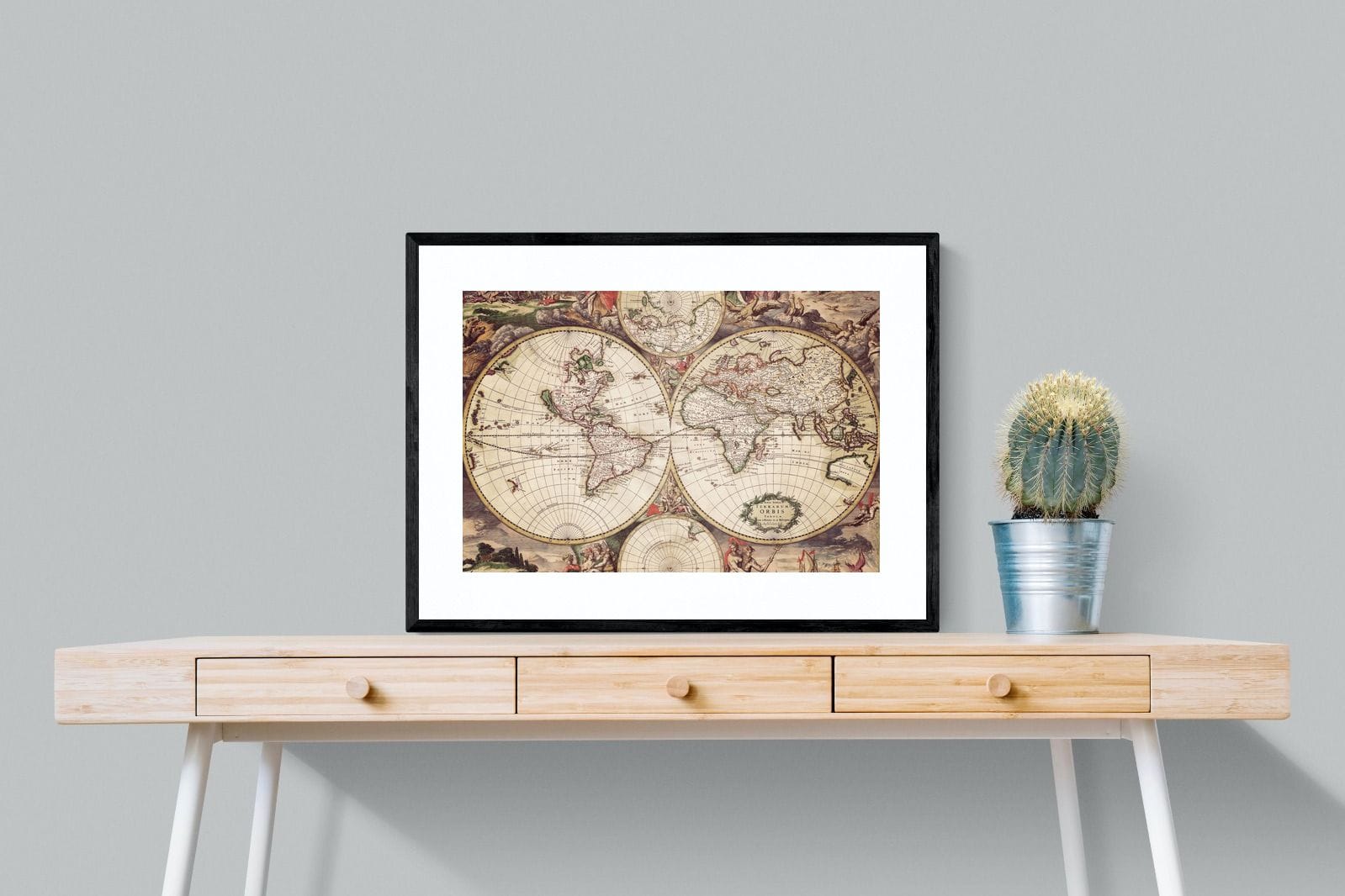 Roman Map-Wall_Art-80 x 60cm-Framed Print-Black-Pixalot
