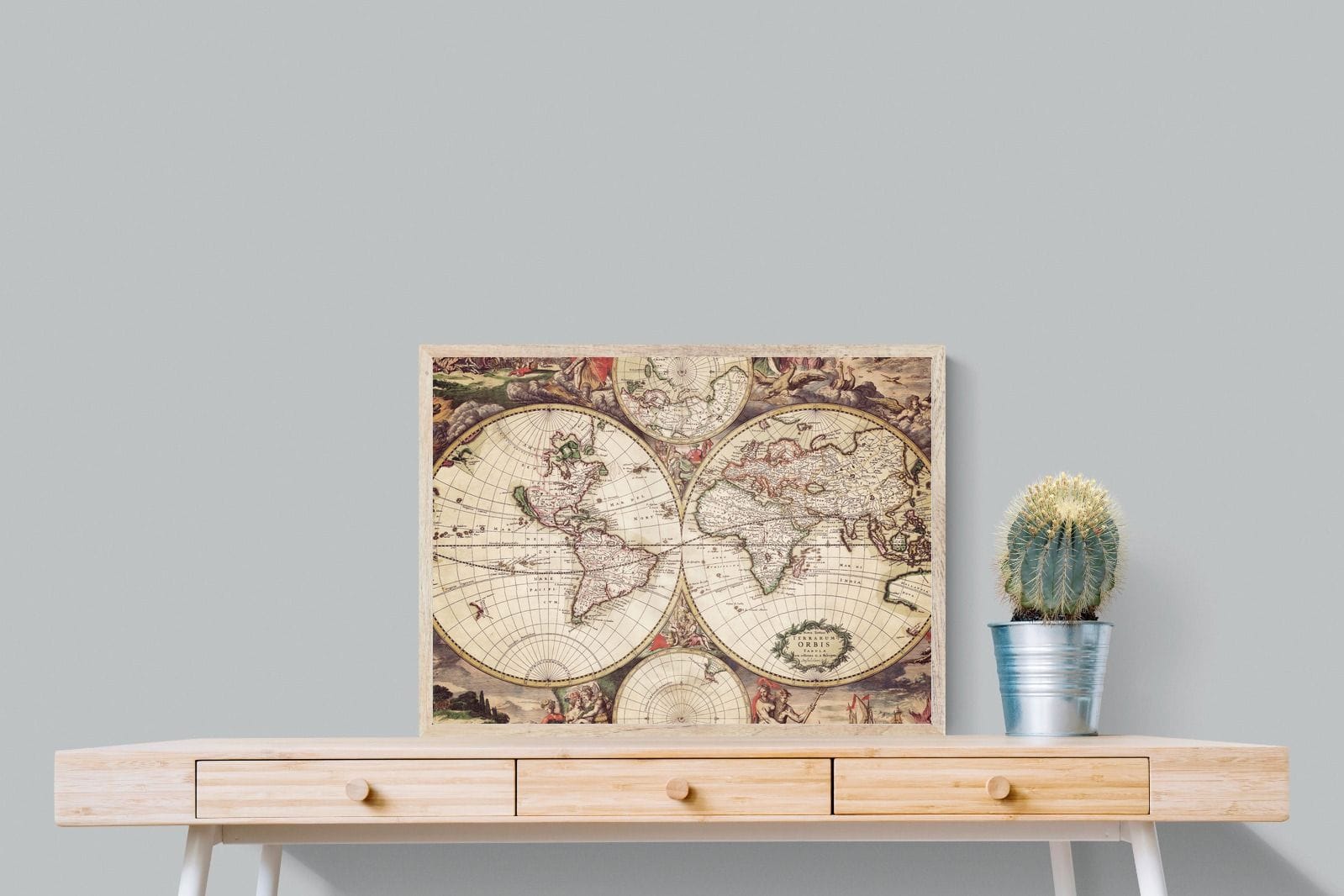 Roman Map-Wall_Art-80 x 60cm-Mounted Canvas-Wood-Pixalot