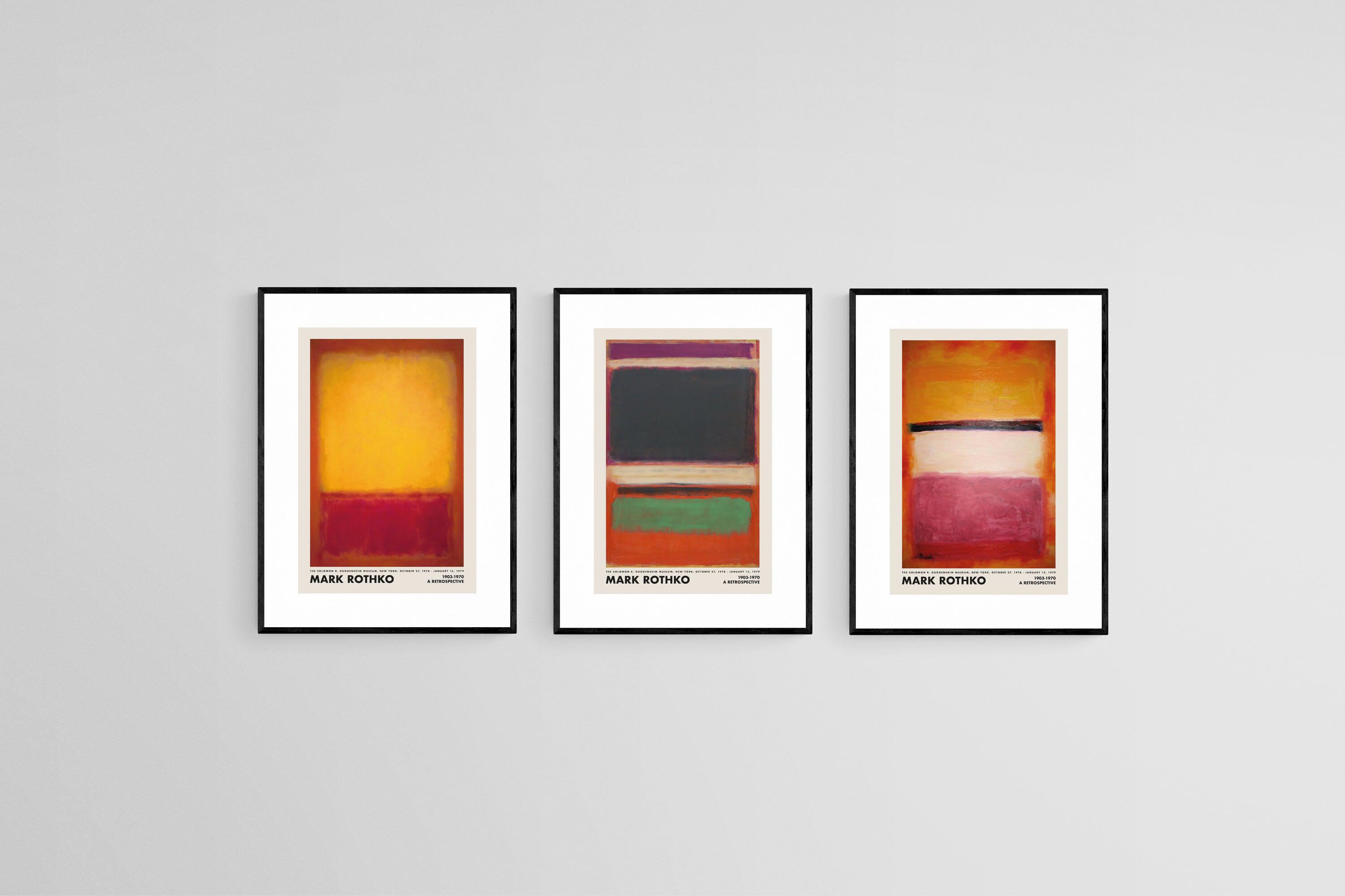 Rothko Guggenheim Set-Wall_Art-45 x 60cm (x3)-Framed Print-Black-Pixalot