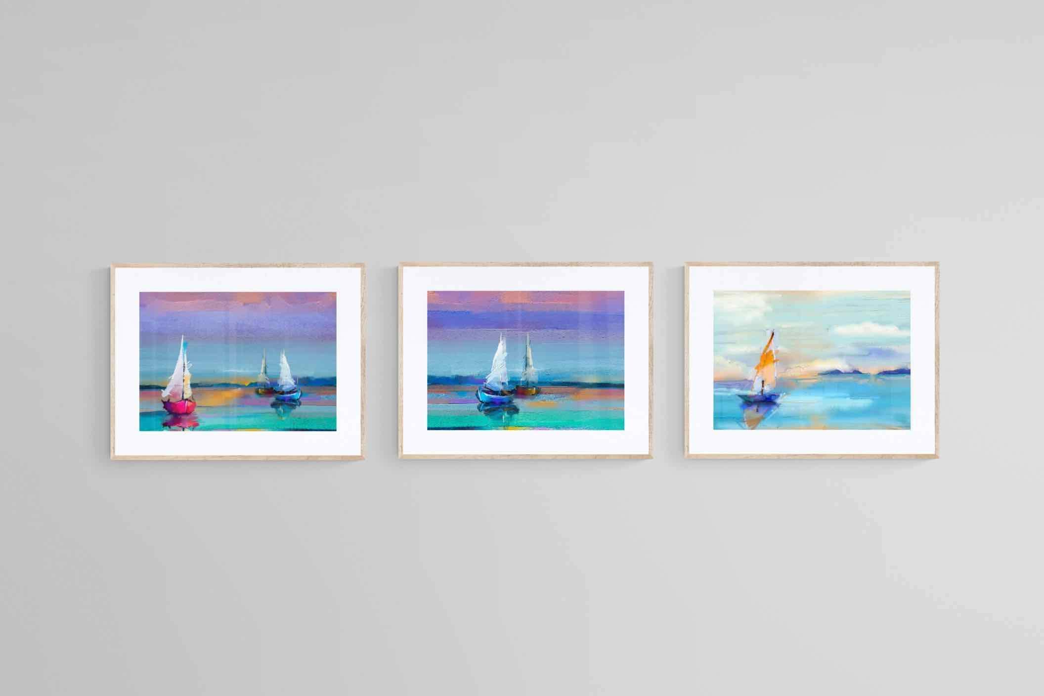 Sails Set-Wall_Art-60 x 45cm (x3)-Framed Print-Wood-Pixalot