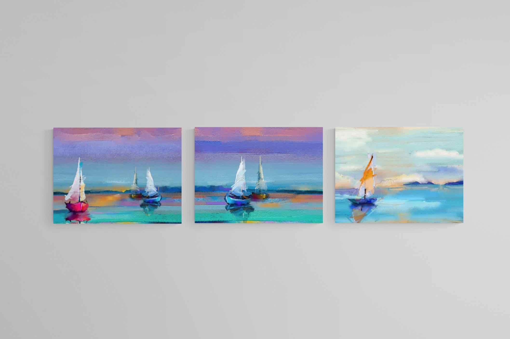 Sails Set-Wall_Art-60 x 45cm (x3)-Mounted Canvas-No Frame-Pixalot