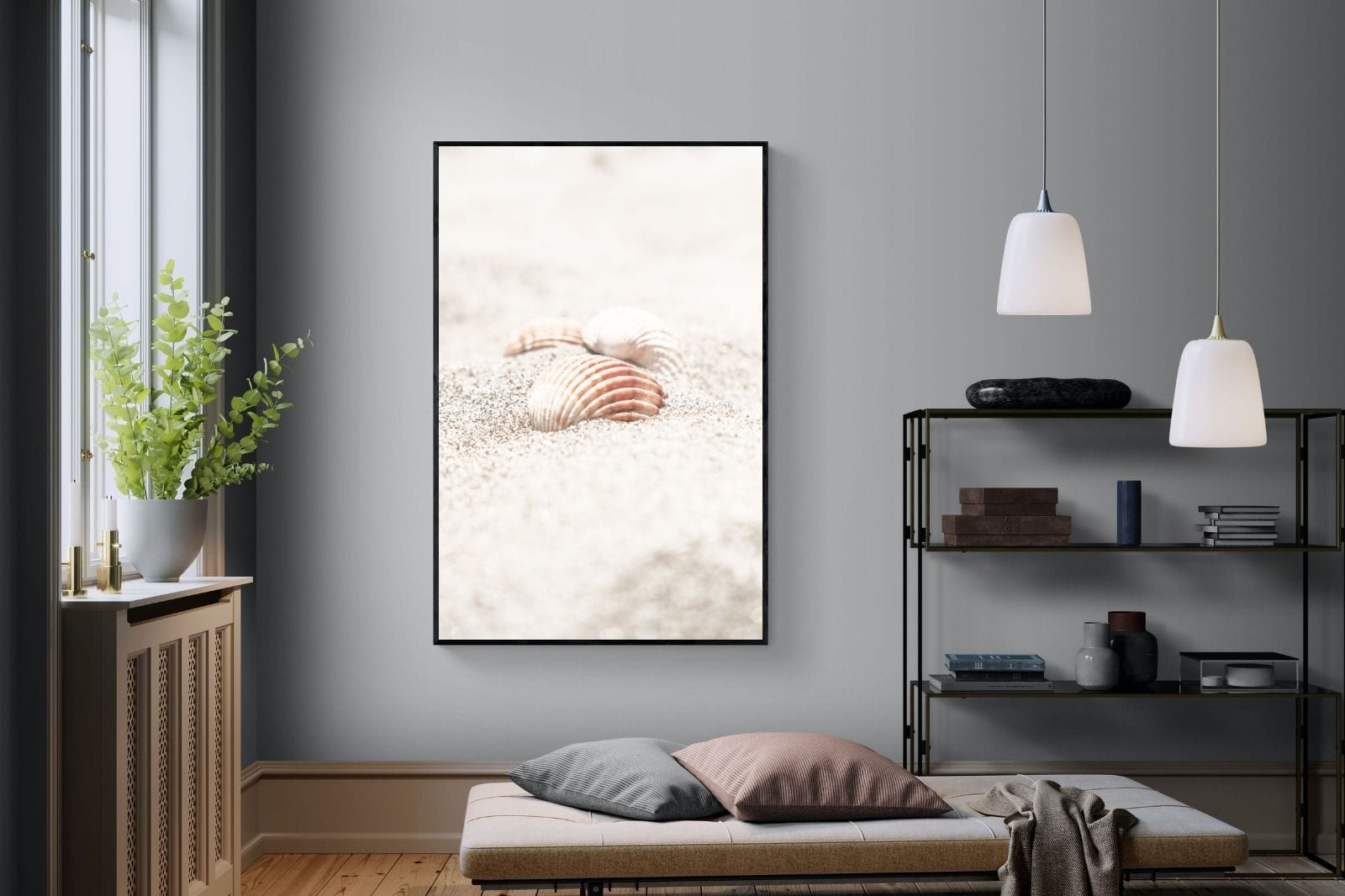 Sand Shell-Wall_Art-120 x 180cm-Mounted Canvas-Black-Pixalot
