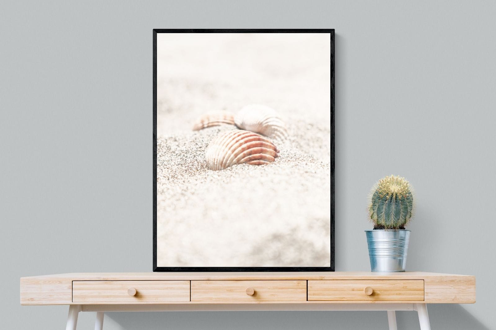 Sand Shell-Wall_Art-75 x 100cm-Mounted Canvas-Black-Pixalot