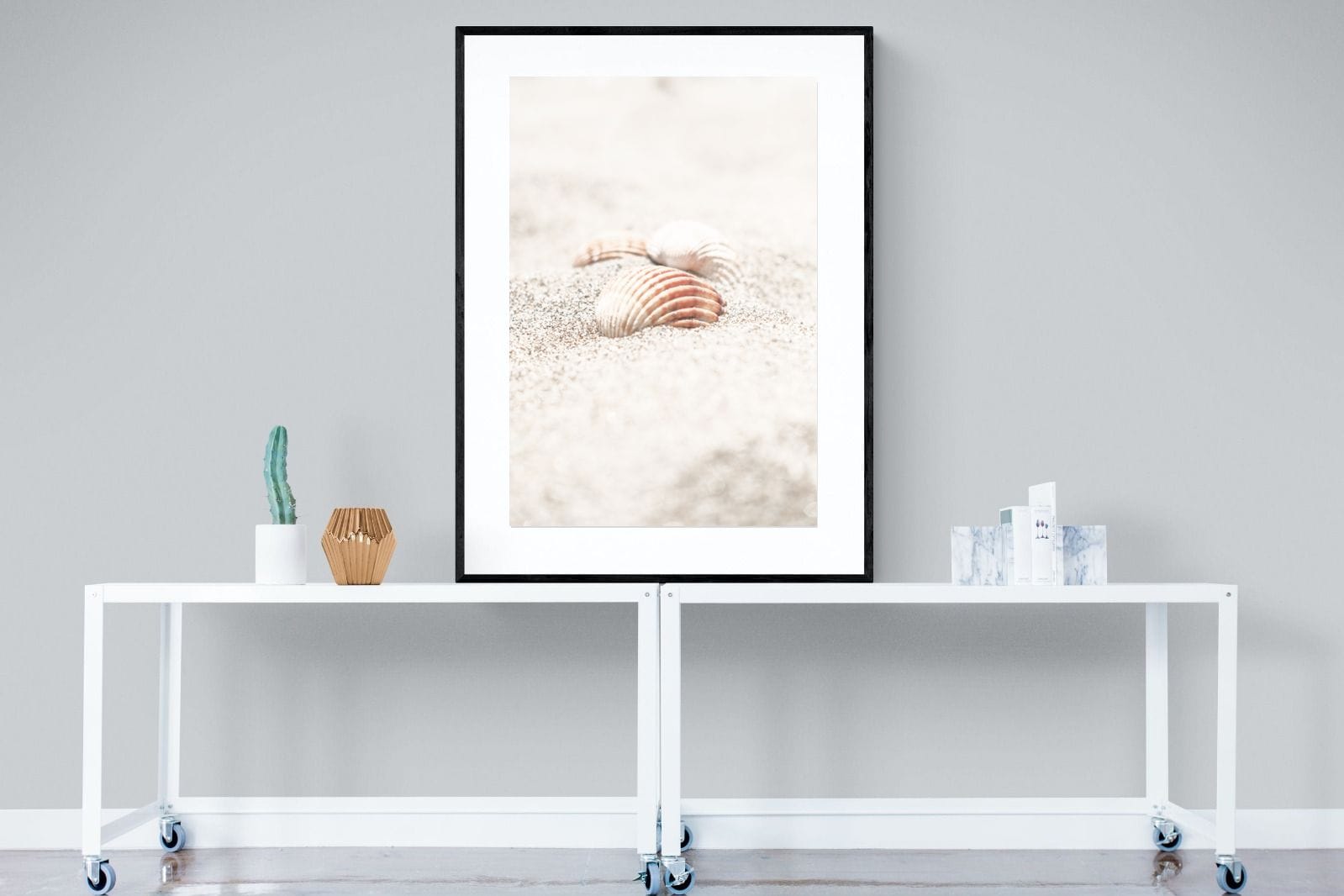 Sand Shell-Wall_Art-90 x 120cm-Framed Print-Black-Pixalot
