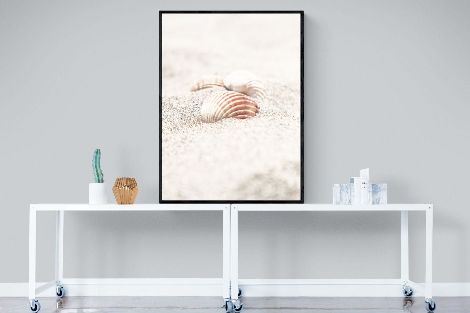 Sand Shell-Wall_Art-90 x 120cm-Mounted Canvas-Black-Pixalot