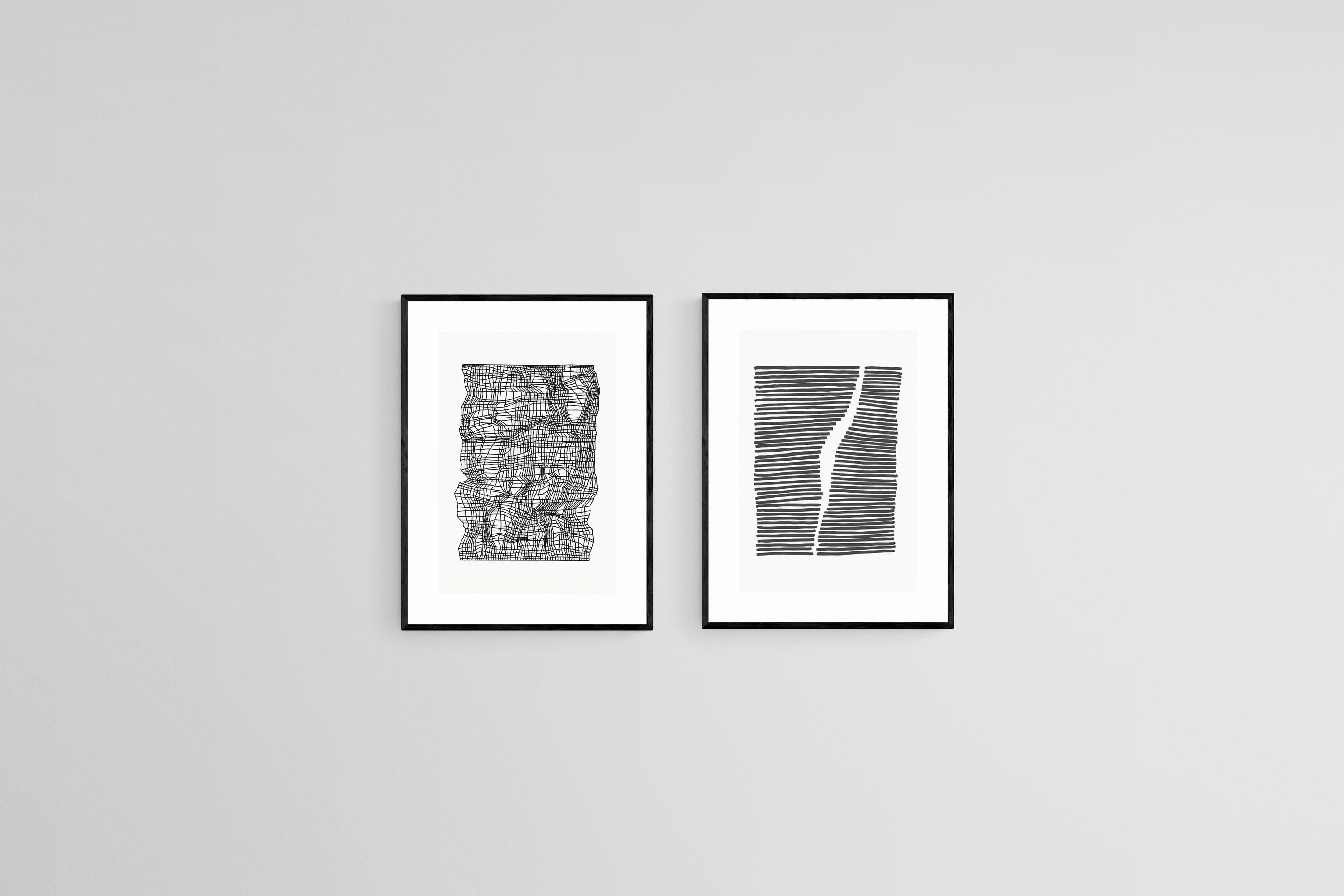 Scrunch & Stretch Set-Wall_Art-45 x 60cm (x2)-Framed Print-Black-Pixalot