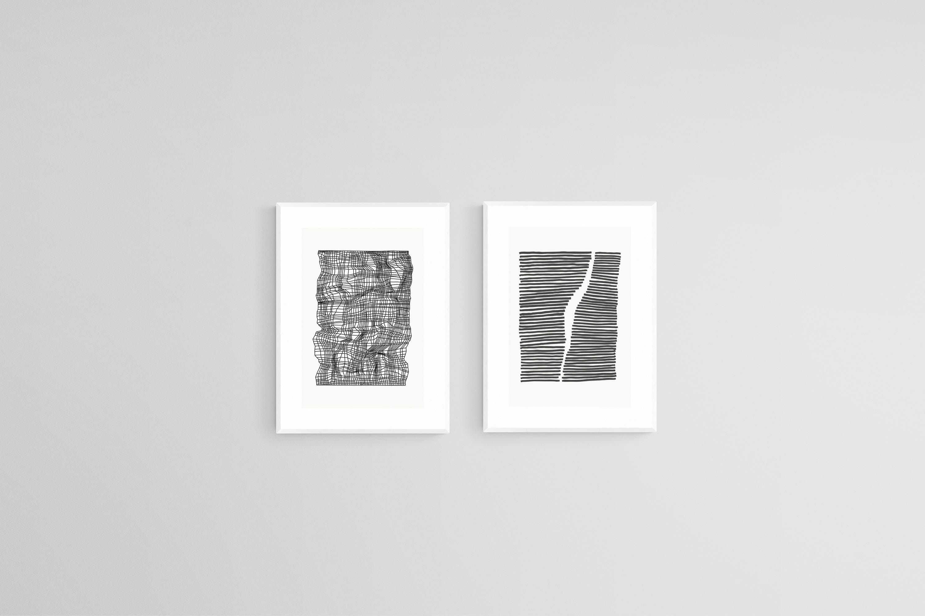 Scrunch & Stretch Set-Wall_Art-45 x 60cm (x2)-Framed Print-White-Pixalot