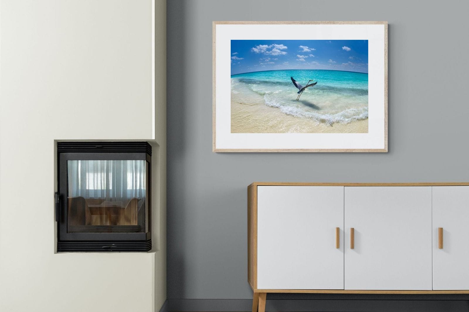 Sea Heron-Wall_Art-100 x 75cm-Framed Print-Wood-Pixalot
