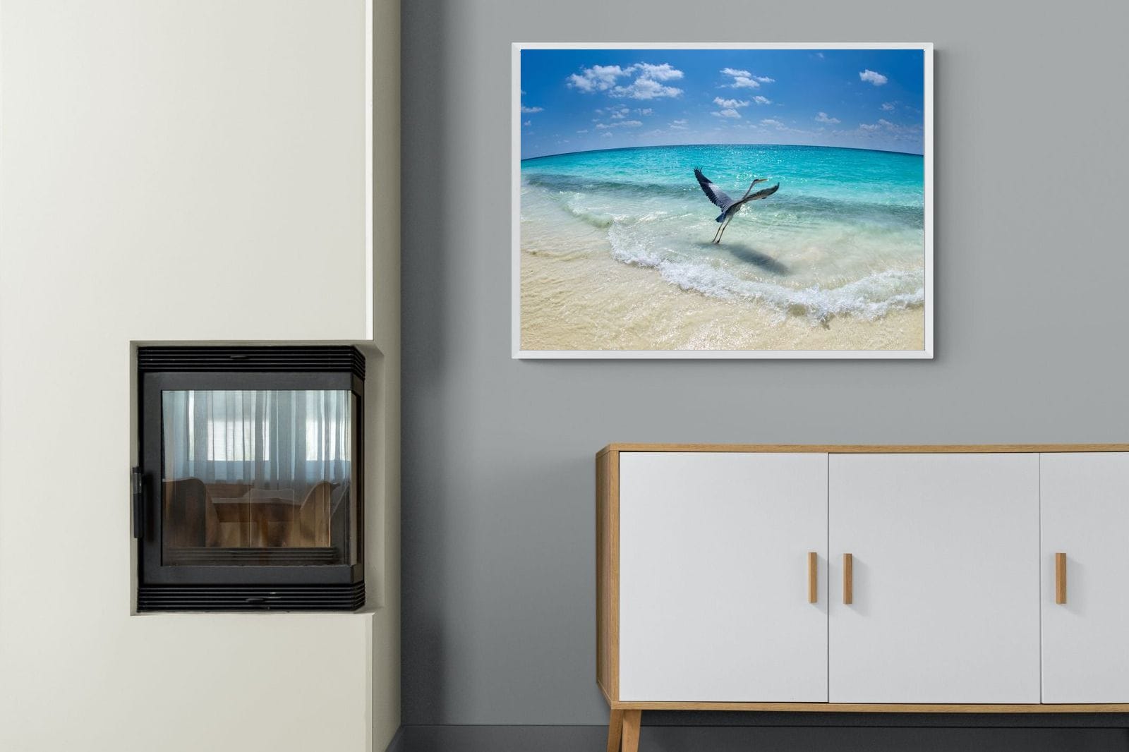 Sea Heron-Wall_Art-100 x 75cm-Mounted Canvas-White-Pixalot