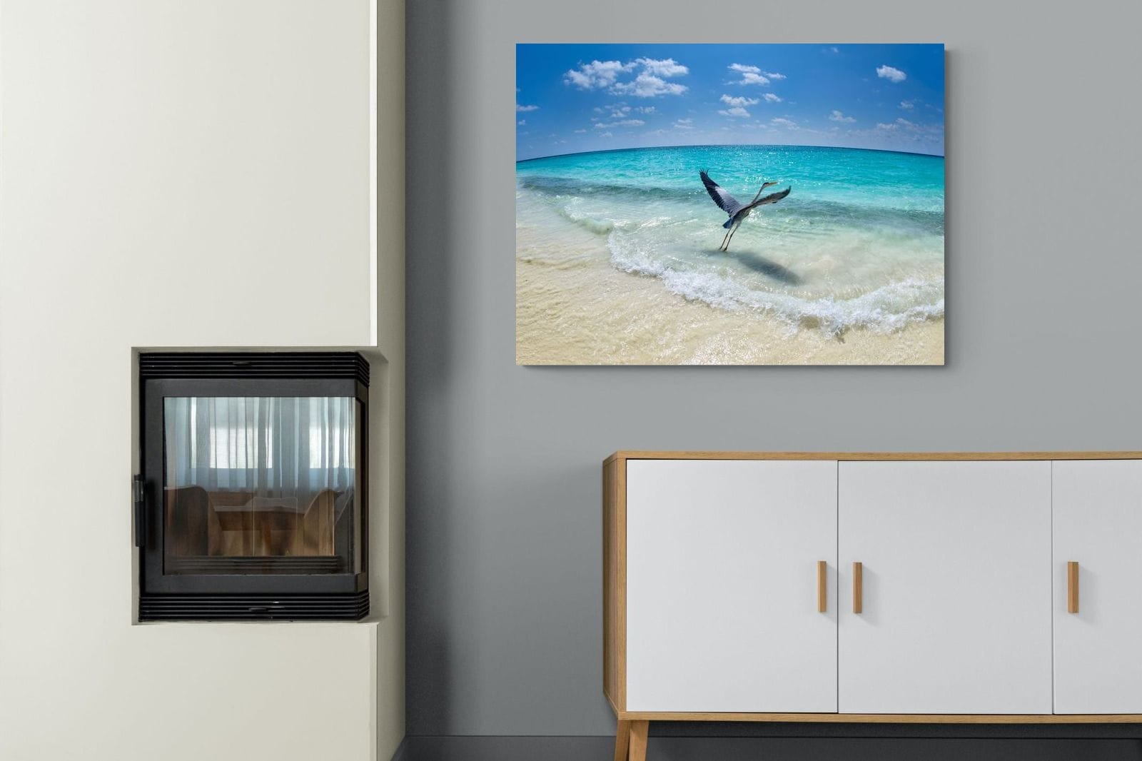 Sea Heron-Wall_Art-100 x 75cm-Mounted Canvas-No Frame-Pixalot