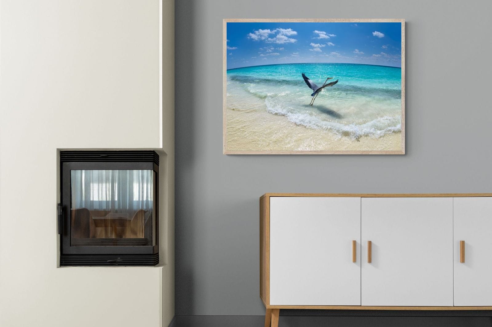 Sea Heron-Wall_Art-100 x 75cm-Mounted Canvas-Wood-Pixalot