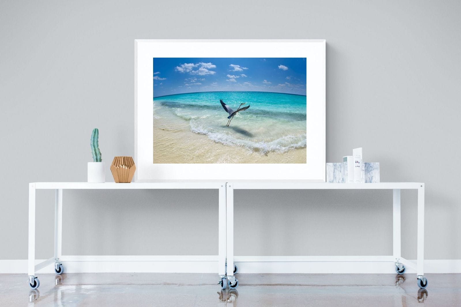 Sea Heron-Wall_Art-120 x 90cm-Framed Print-White-Pixalot