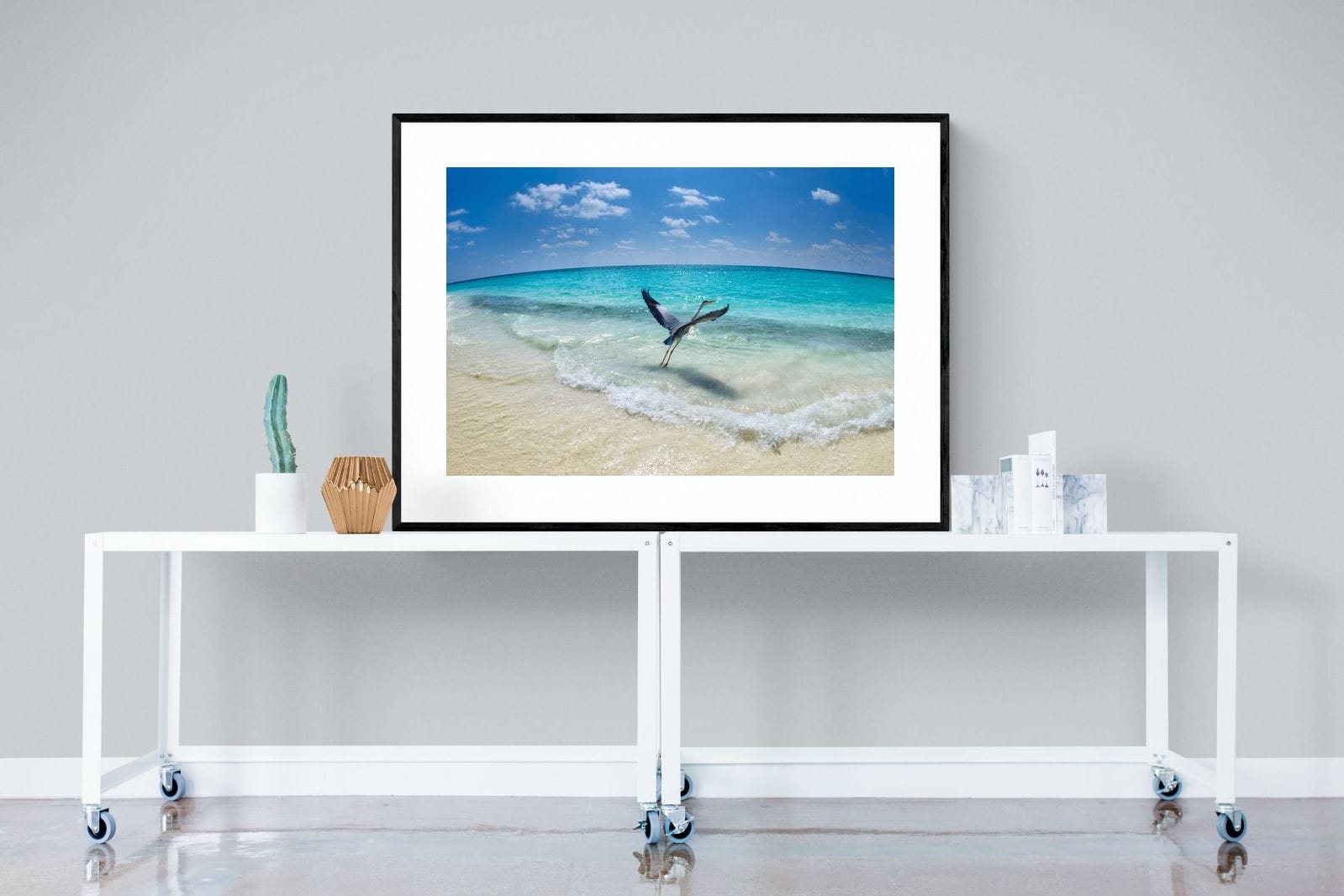 Sea Heron-Wall_Art-120 x 90cm-Framed Print-Black-Pixalot