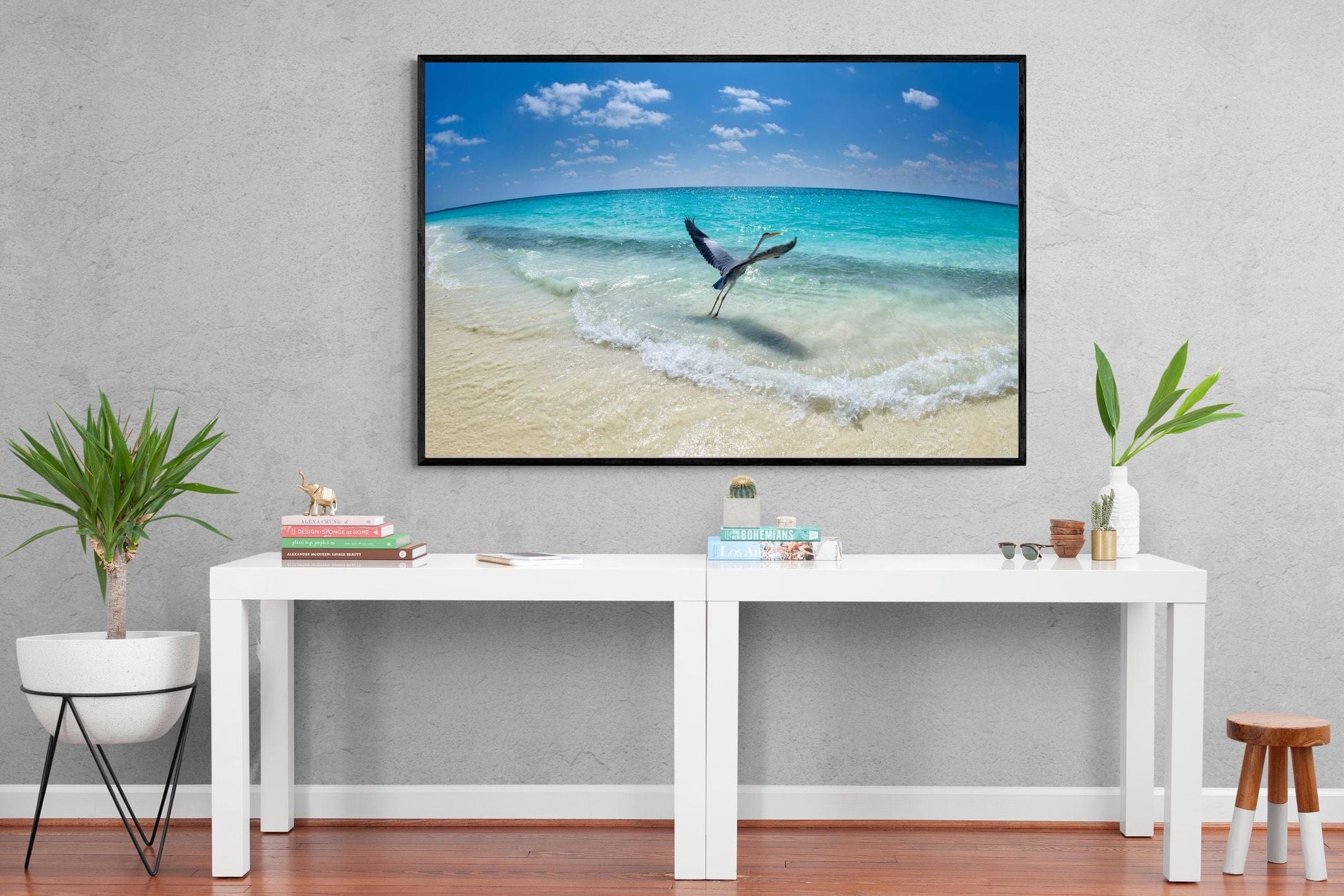 Sea Heron-Wall_Art-150 x 100cm-Mounted Canvas-Black-Pixalot