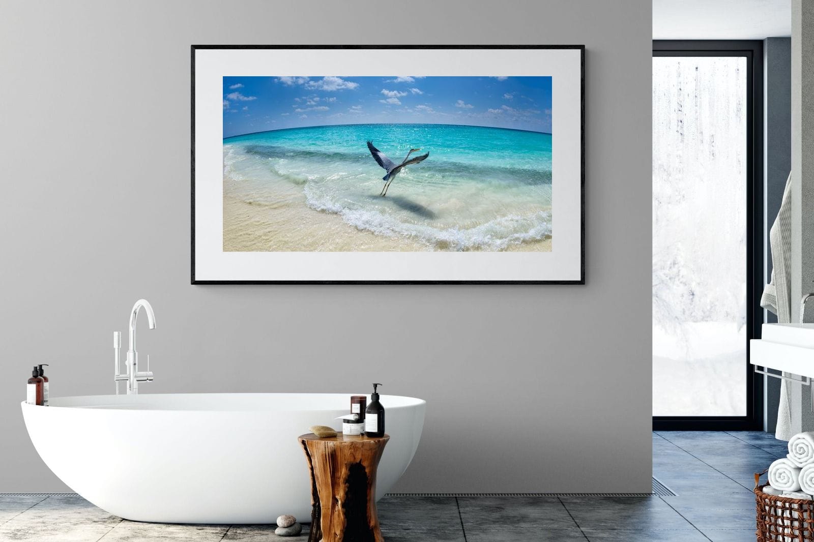 Sea Heron-Wall_Art-180 x 110cm-Framed Print-Black-Pixalot