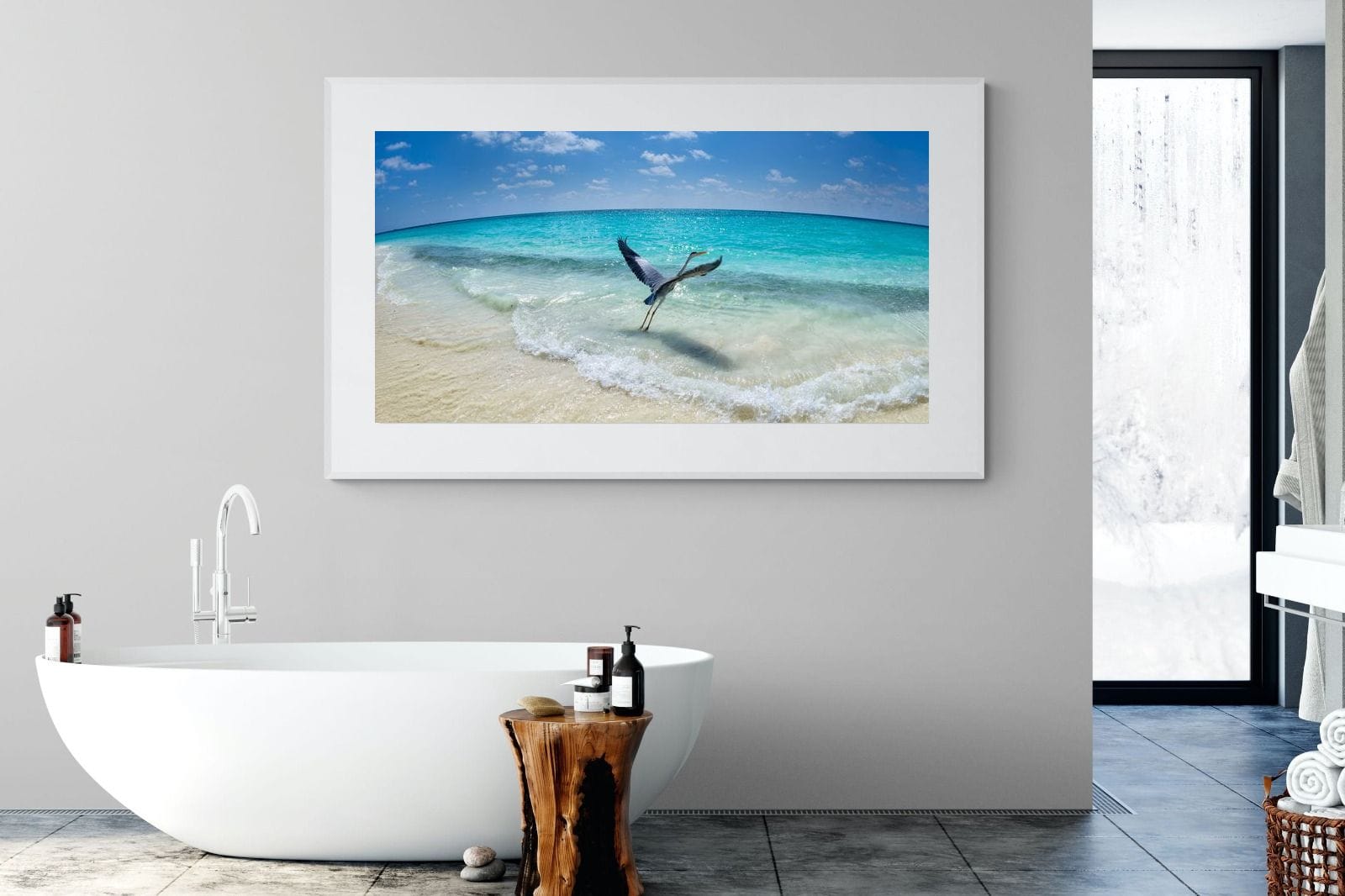 Sea Heron-Wall_Art-180 x 110cm-Framed Print-White-Pixalot