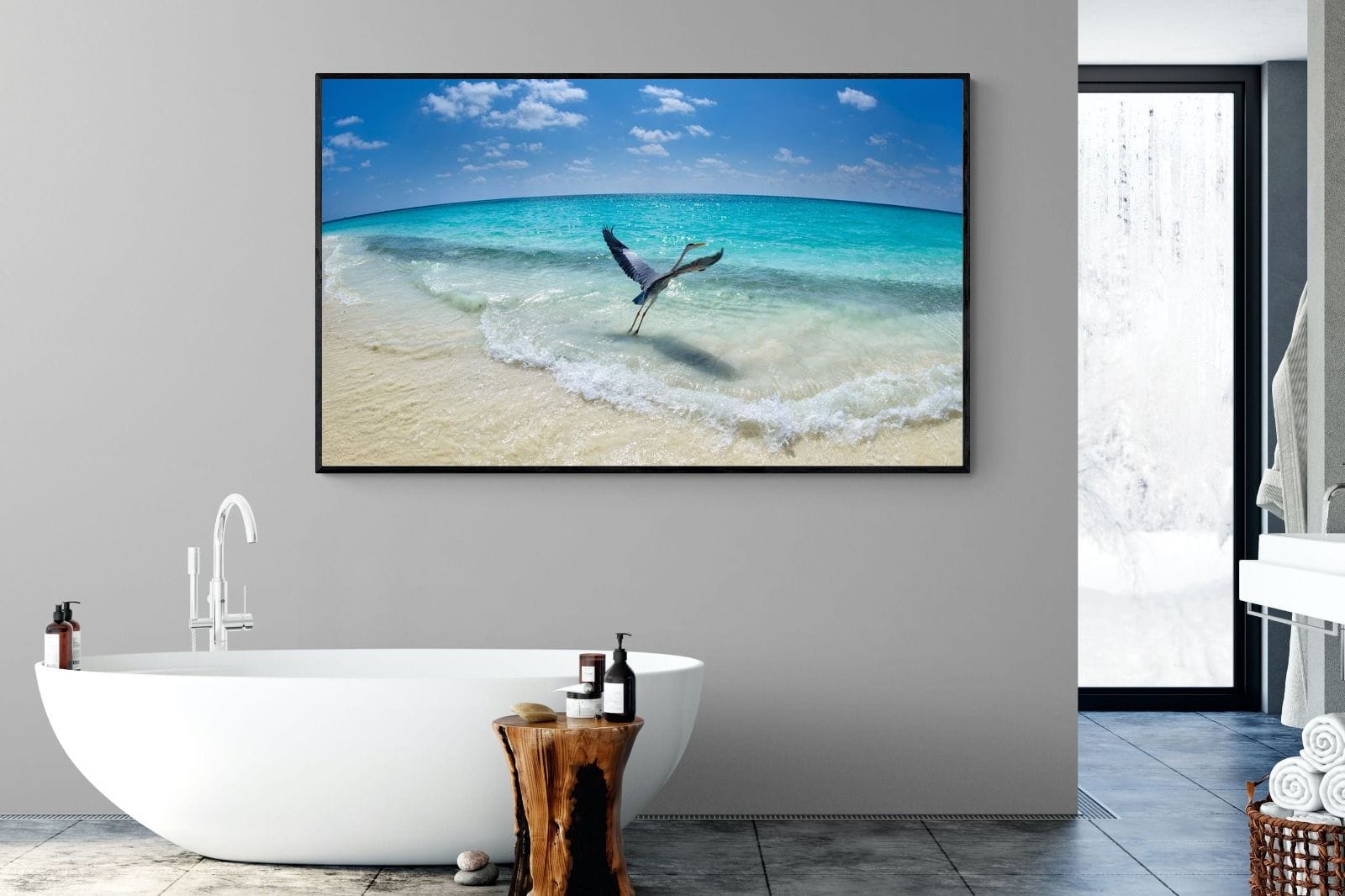 Sea Heron-Wall_Art-180 x 110cm-Mounted Canvas-Black-Pixalot