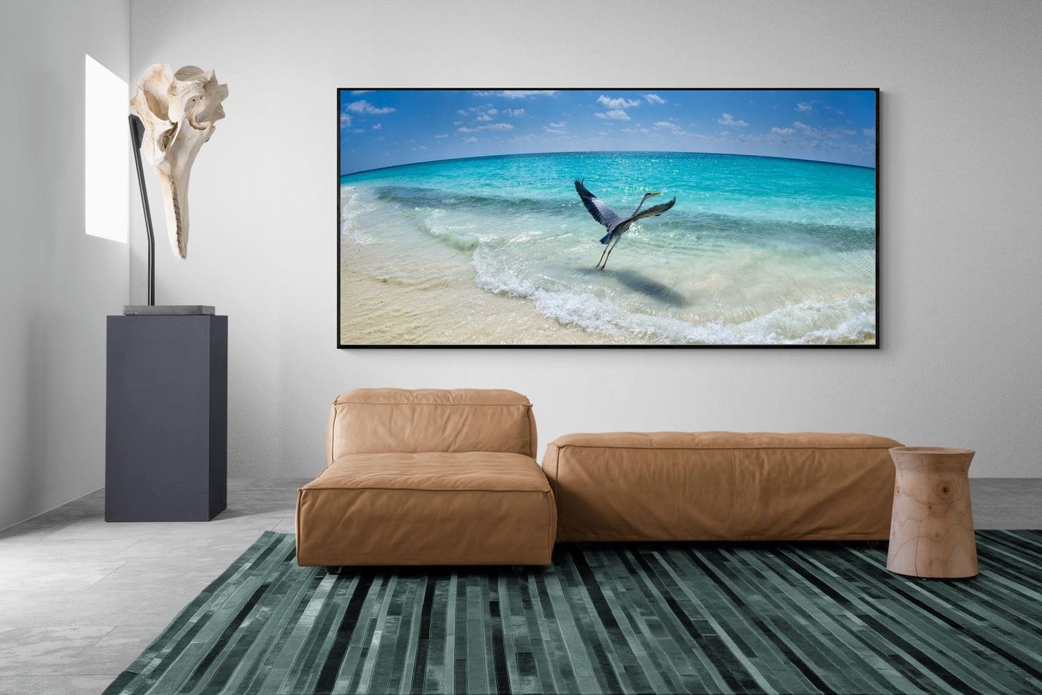 Sea Heron-Wall_Art-275 x 130cm-Mounted Canvas-Black-Pixalot