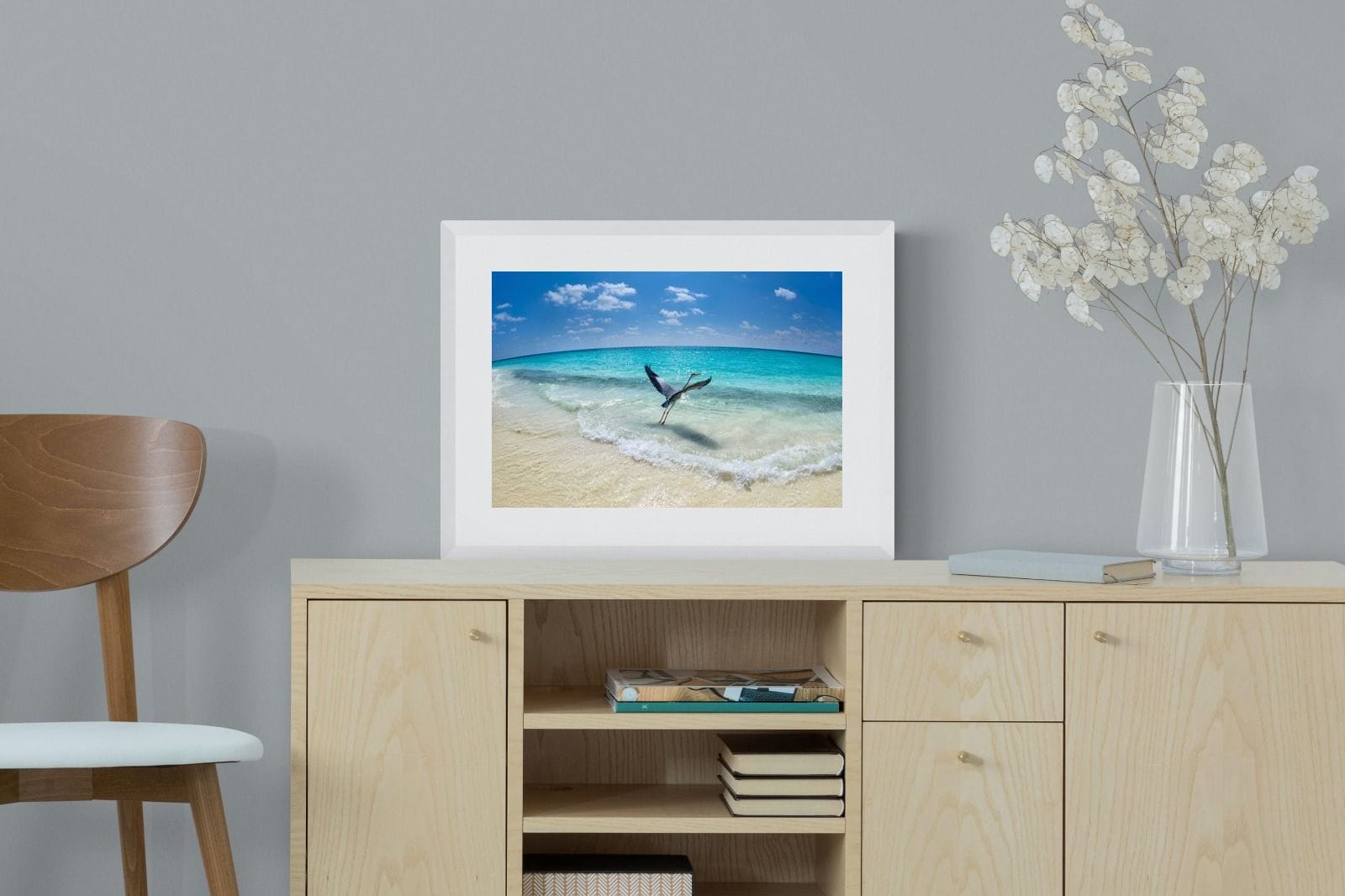Sea Heron-Wall_Art-60 x 45cm-Framed Print-White-Pixalot