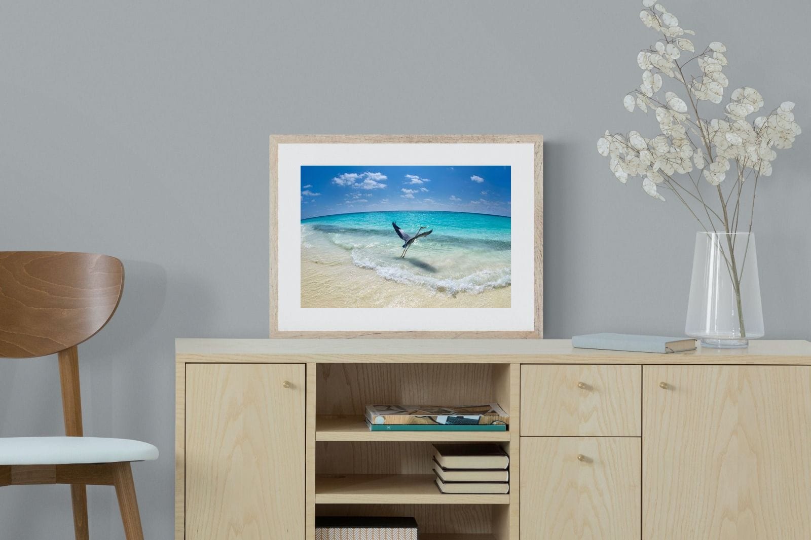Sea Heron-Wall_Art-60 x 45cm-Framed Print-Wood-Pixalot