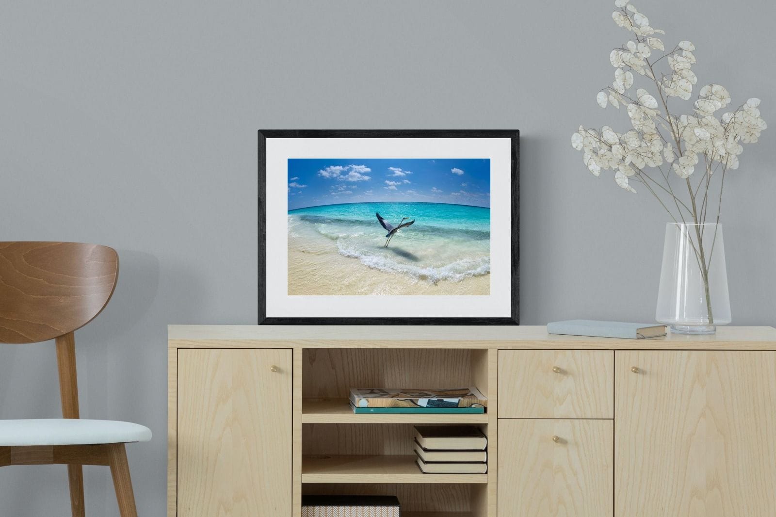 Sea Heron-Wall_Art-60 x 45cm-Framed Print-Black-Pixalot