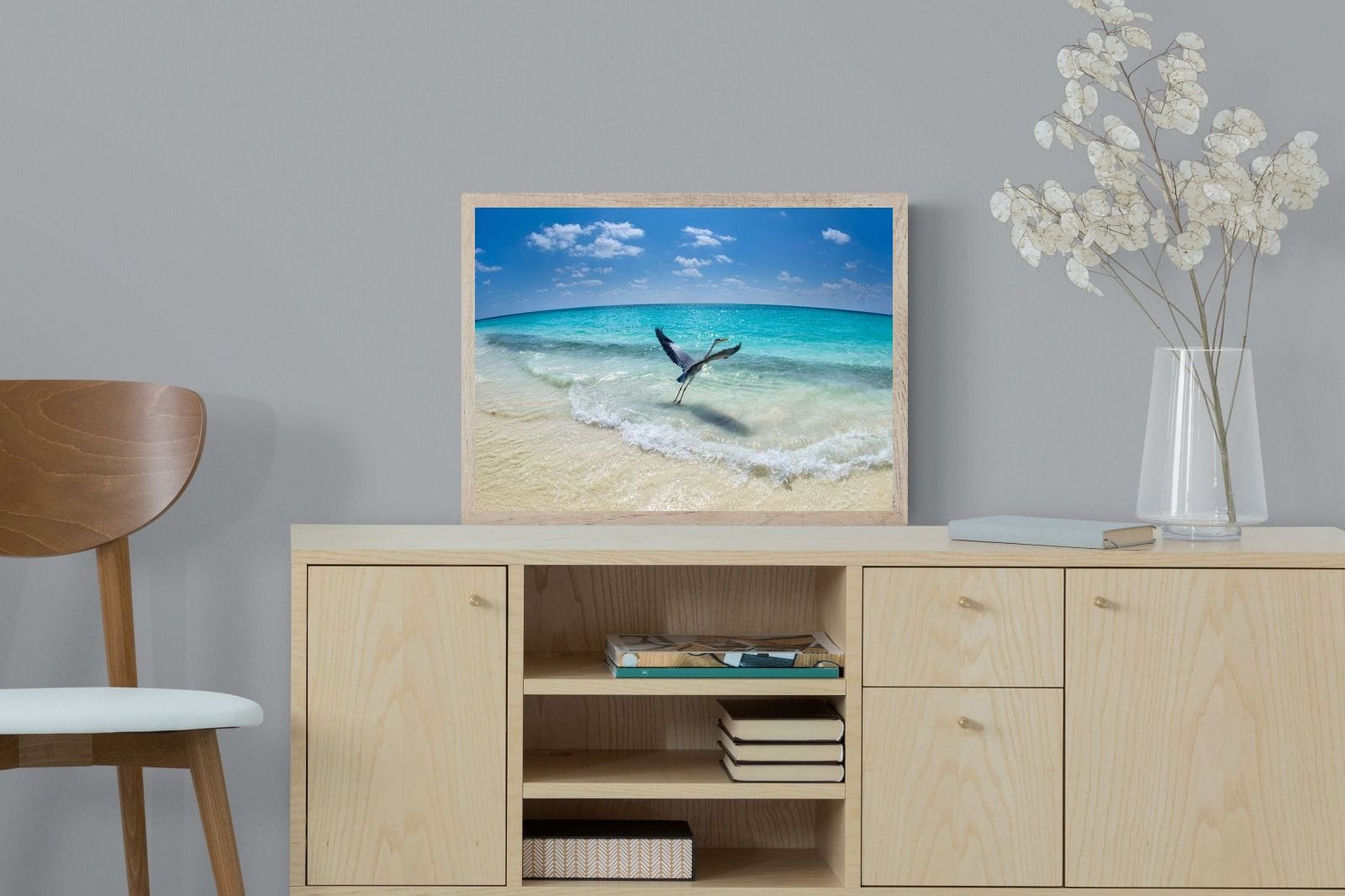 Sea Heron-Wall_Art-60 x 45cm-Mounted Canvas-Wood-Pixalot
