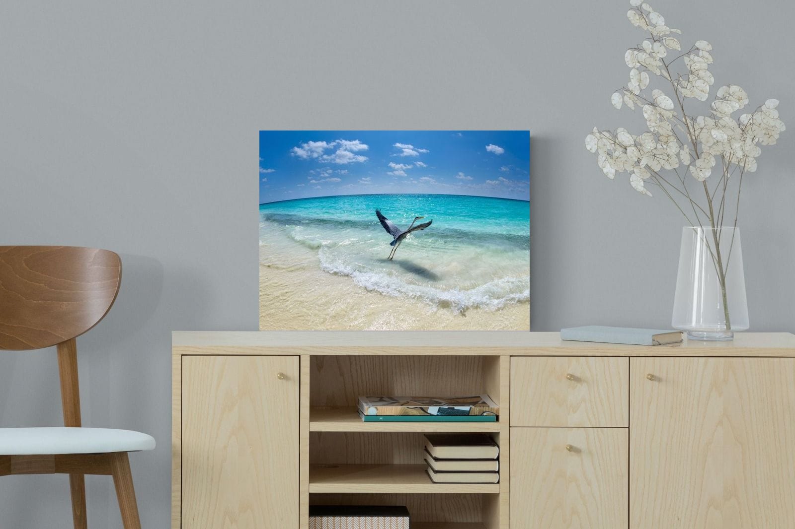 Sea Heron-Wall_Art-60 x 45cm-Mounted Canvas-No Frame-Pixalot