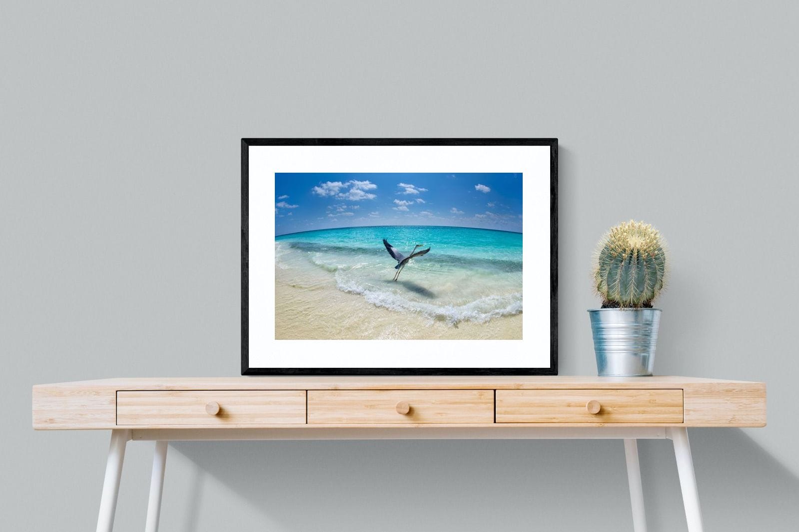Sea Heron-Wall_Art-80 x 60cm-Framed Print-Black-Pixalot
