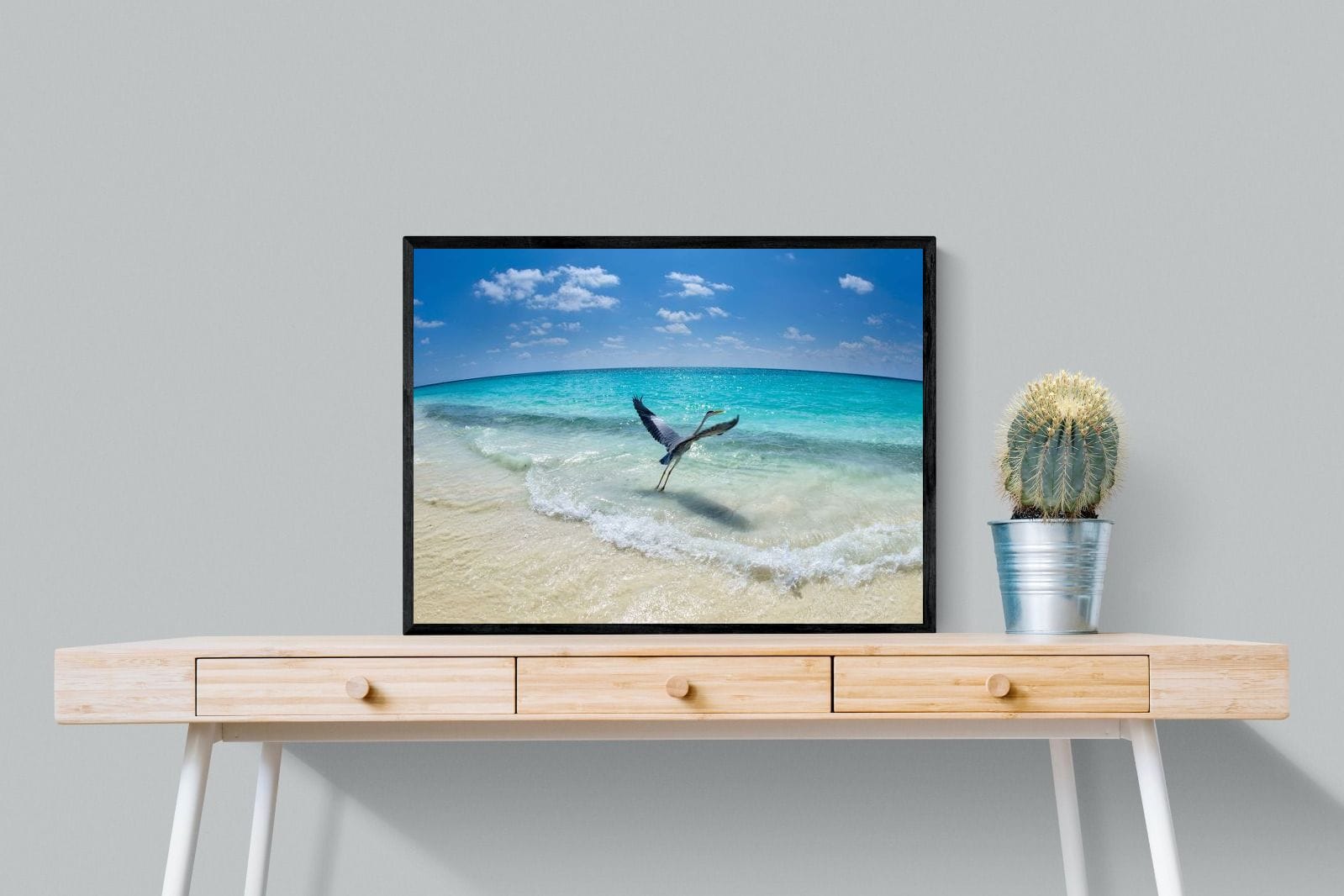 Sea Heron-Wall_Art-80 x 60cm-Mounted Canvas-Black-Pixalot