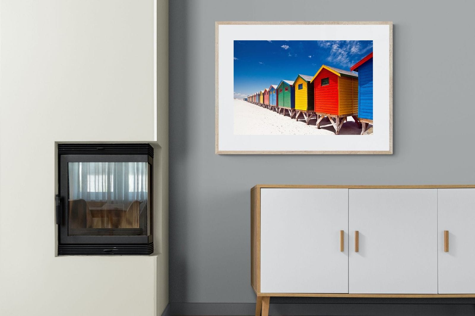 Seaside Rainbow-Wall_Art-100 x 75cm-Framed Print-Wood-Pixalot