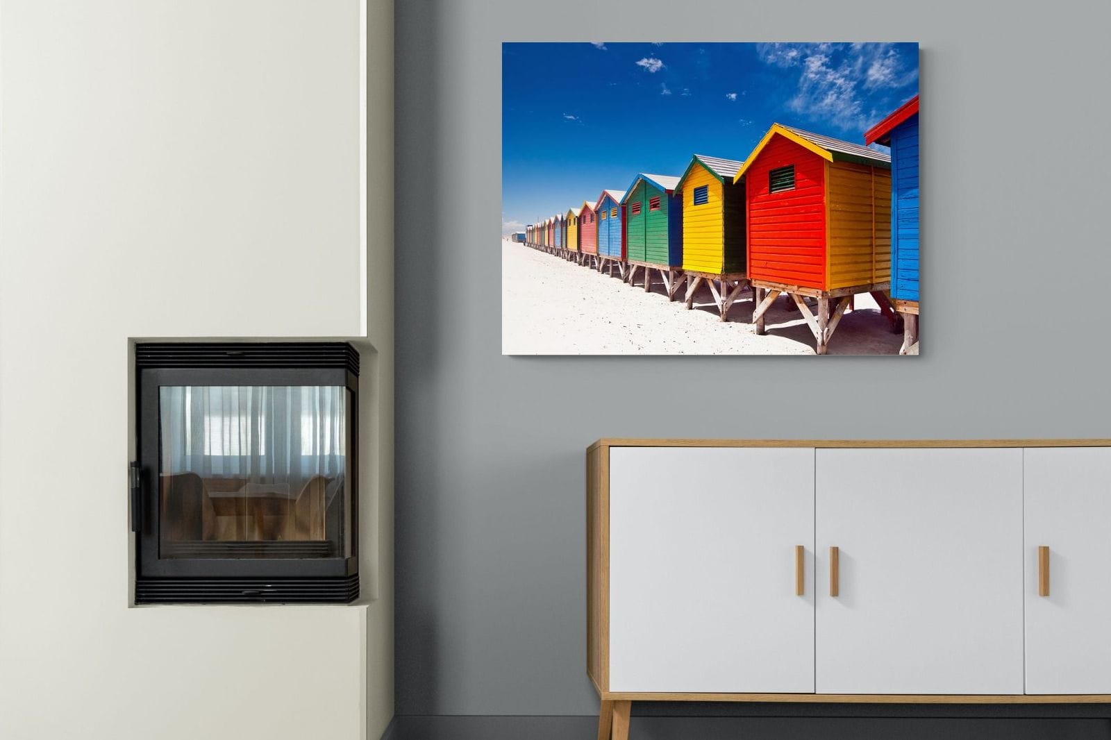 Seaside Rainbow-Wall_Art-100 x 75cm-Mounted Canvas-No Frame-Pixalot