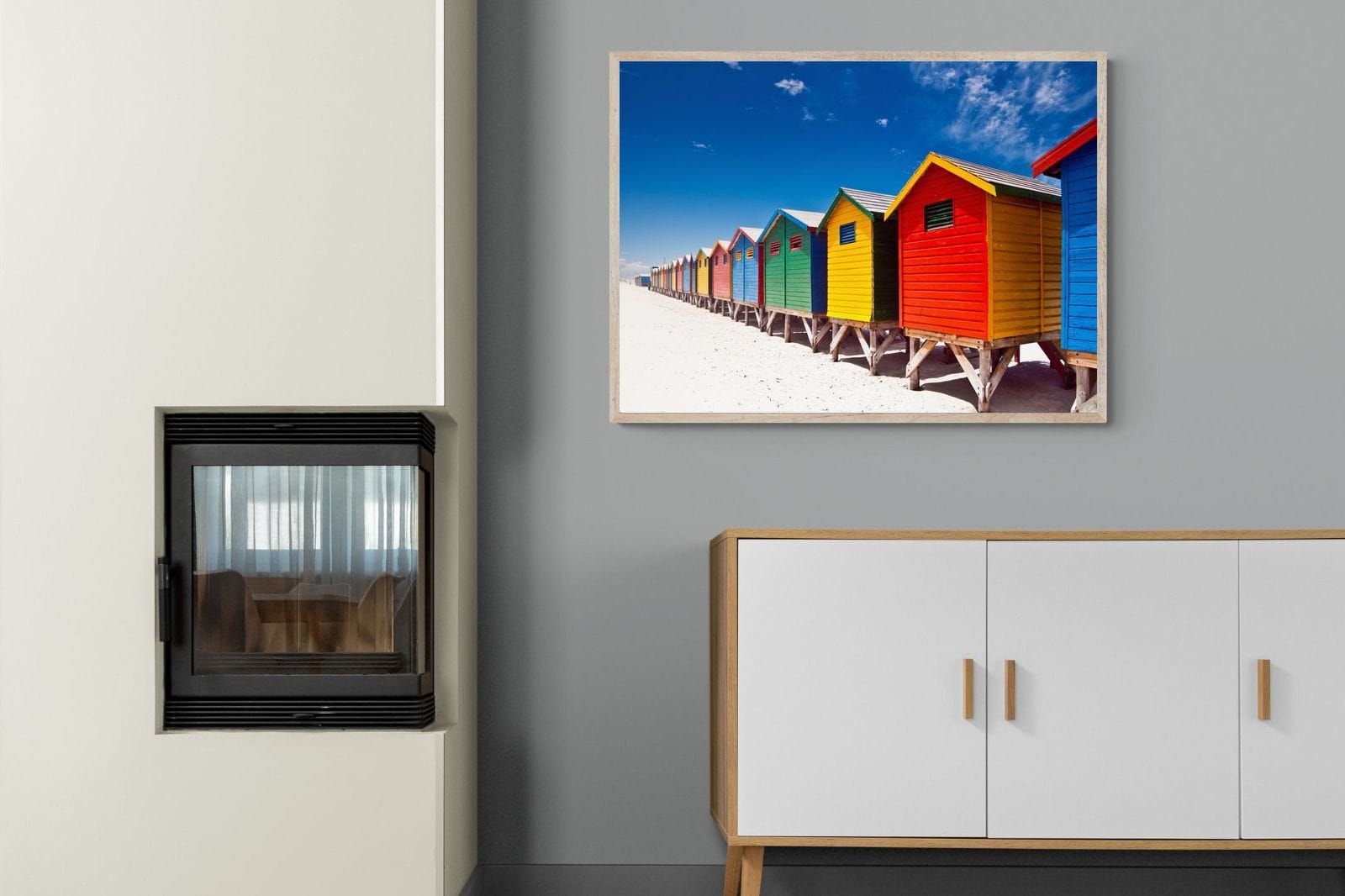 Seaside Rainbow-Wall_Art-100 x 75cm-Mounted Canvas-Wood-Pixalot
