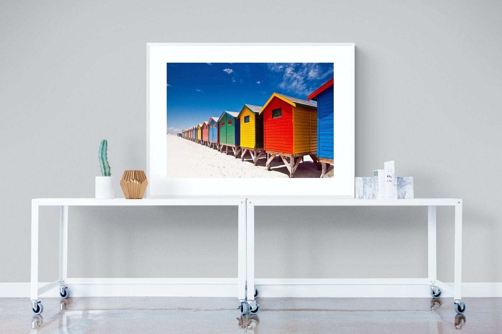 Seaside Rainbow-Wall_Art-120 x 90cm-Framed Print-White-Pixalot