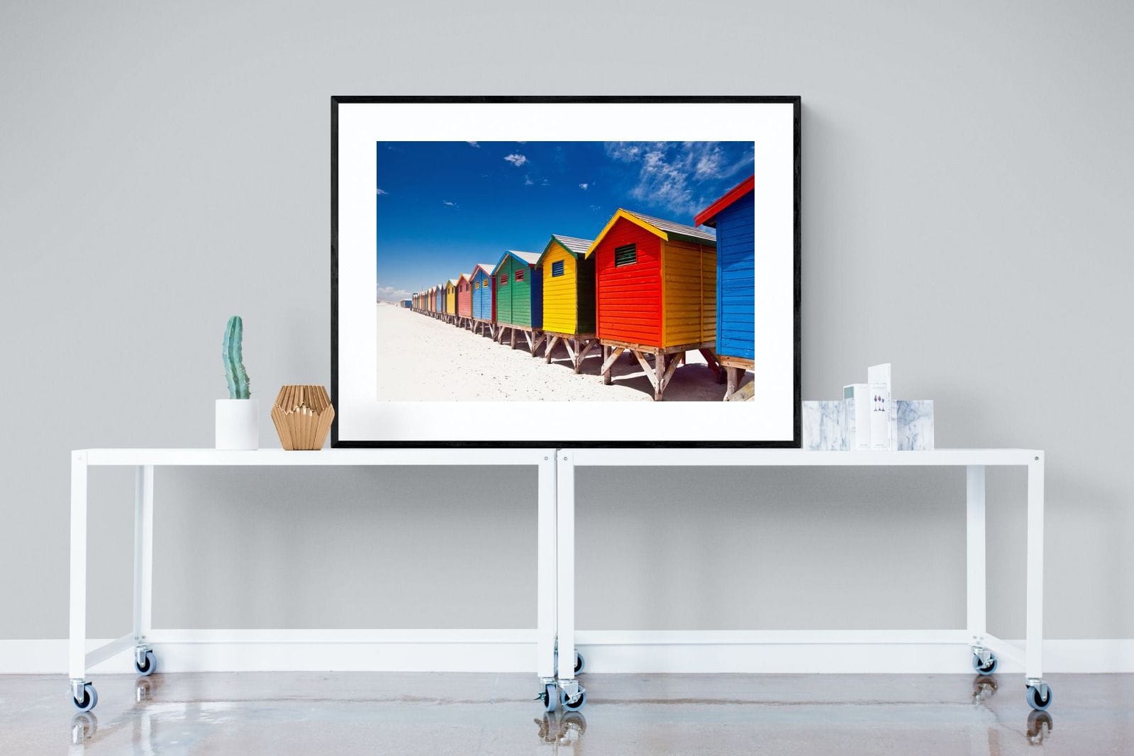 Seaside Rainbow-Wall_Art-120 x 90cm-Framed Print-Black-Pixalot