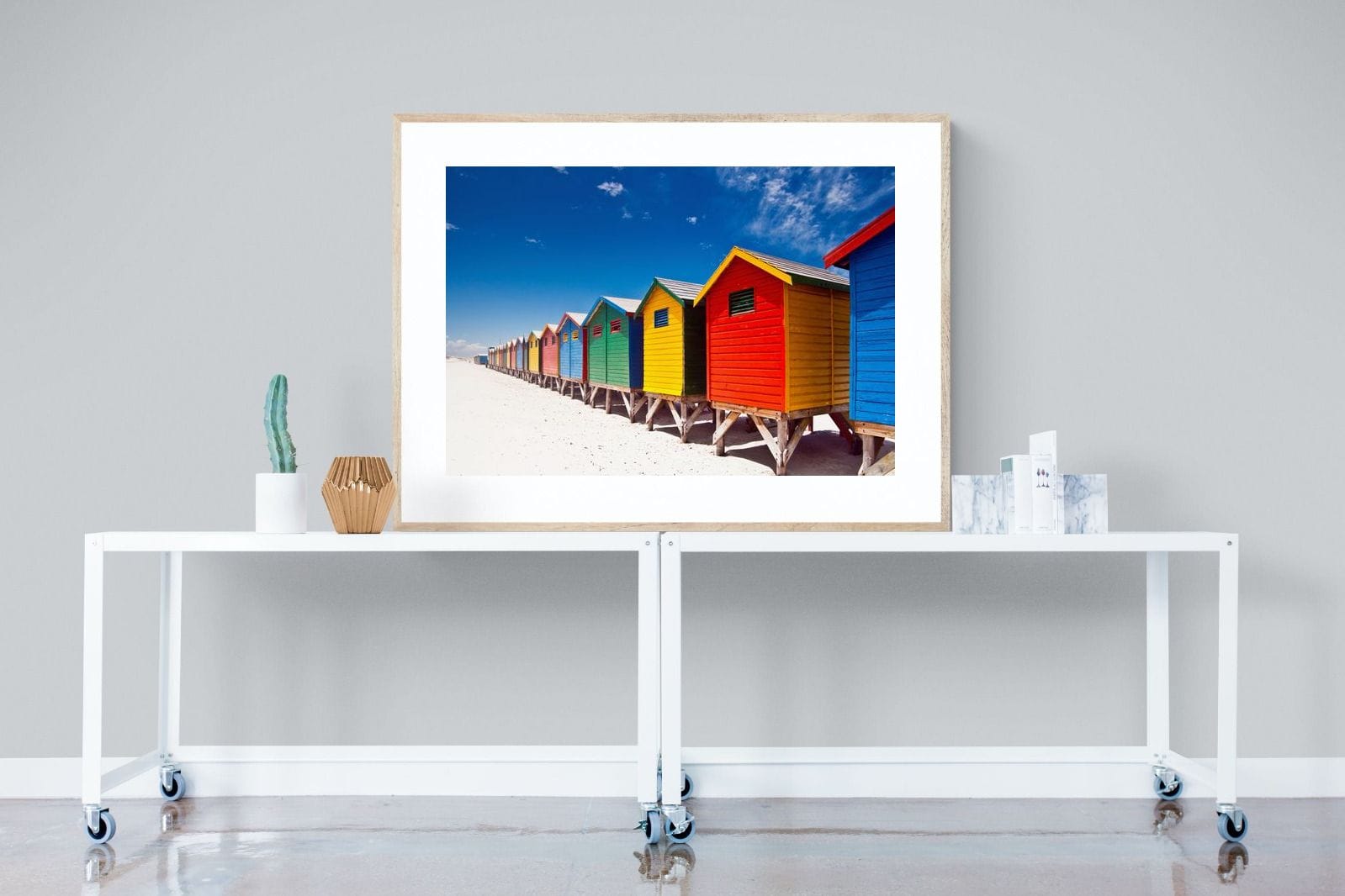 Seaside Rainbow-Wall_Art-120 x 90cm-Framed Print-Wood-Pixalot
