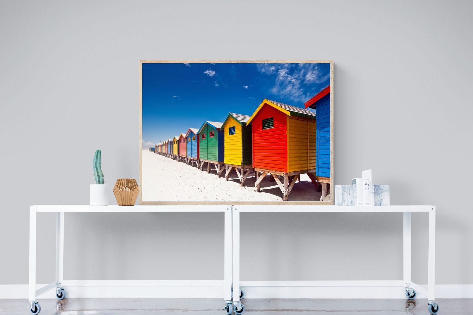 Seaside Rainbow-Wall_Art-120 x 90cm-Mounted Canvas-Wood-Pixalot